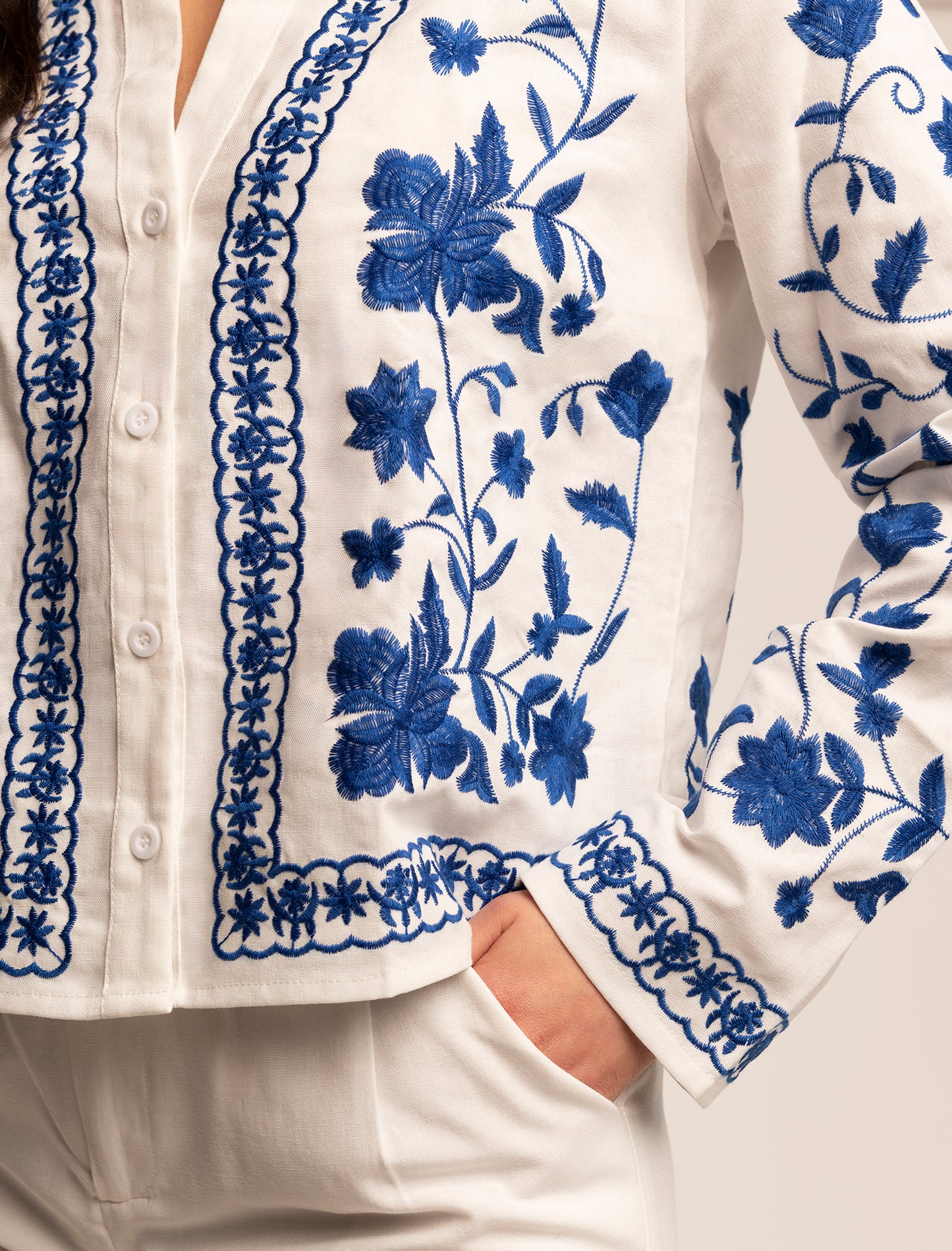 Thekla flower embroidered shirt