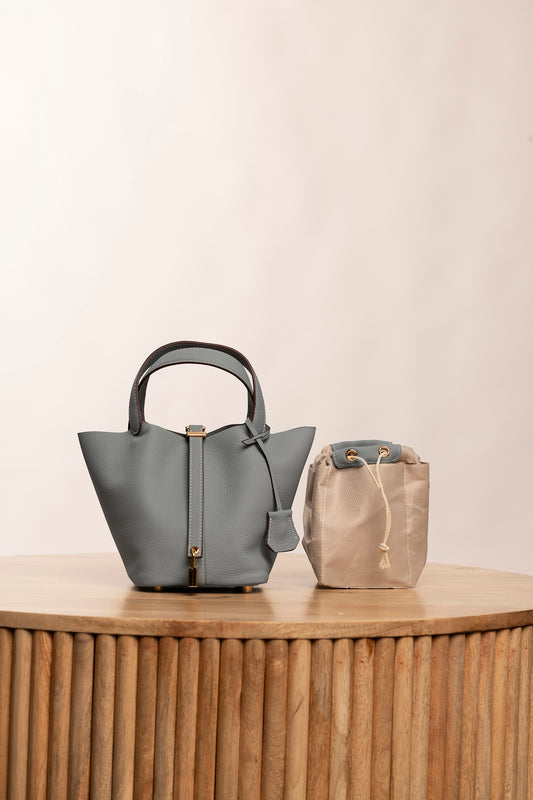 Hyacinth leather bucket bag