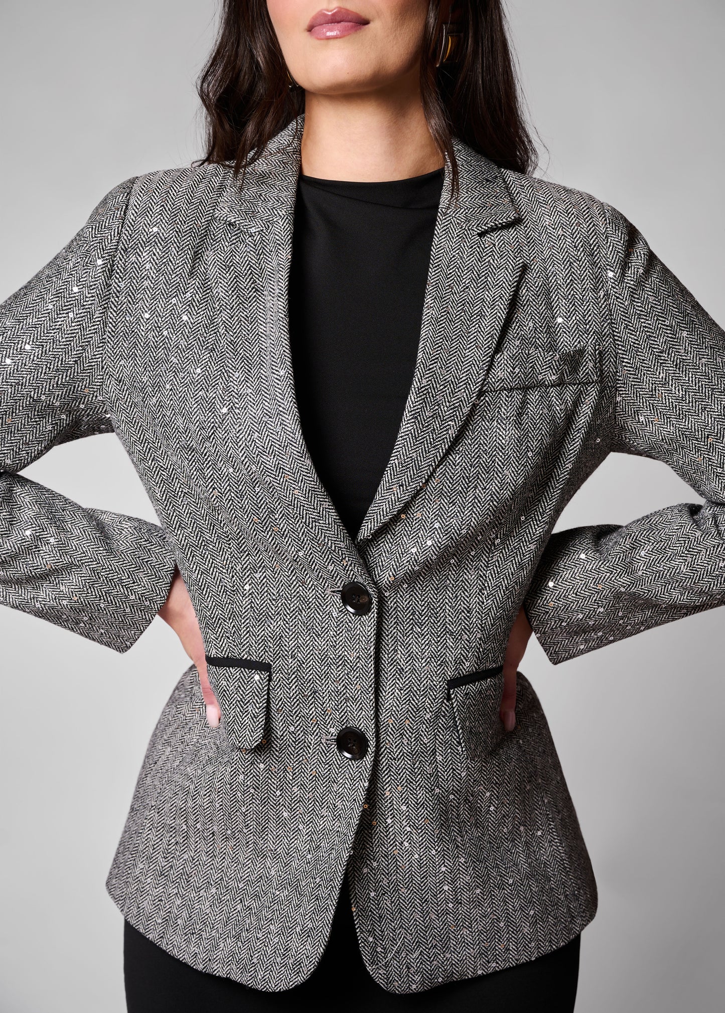Elwyn herringbone sequin blazer