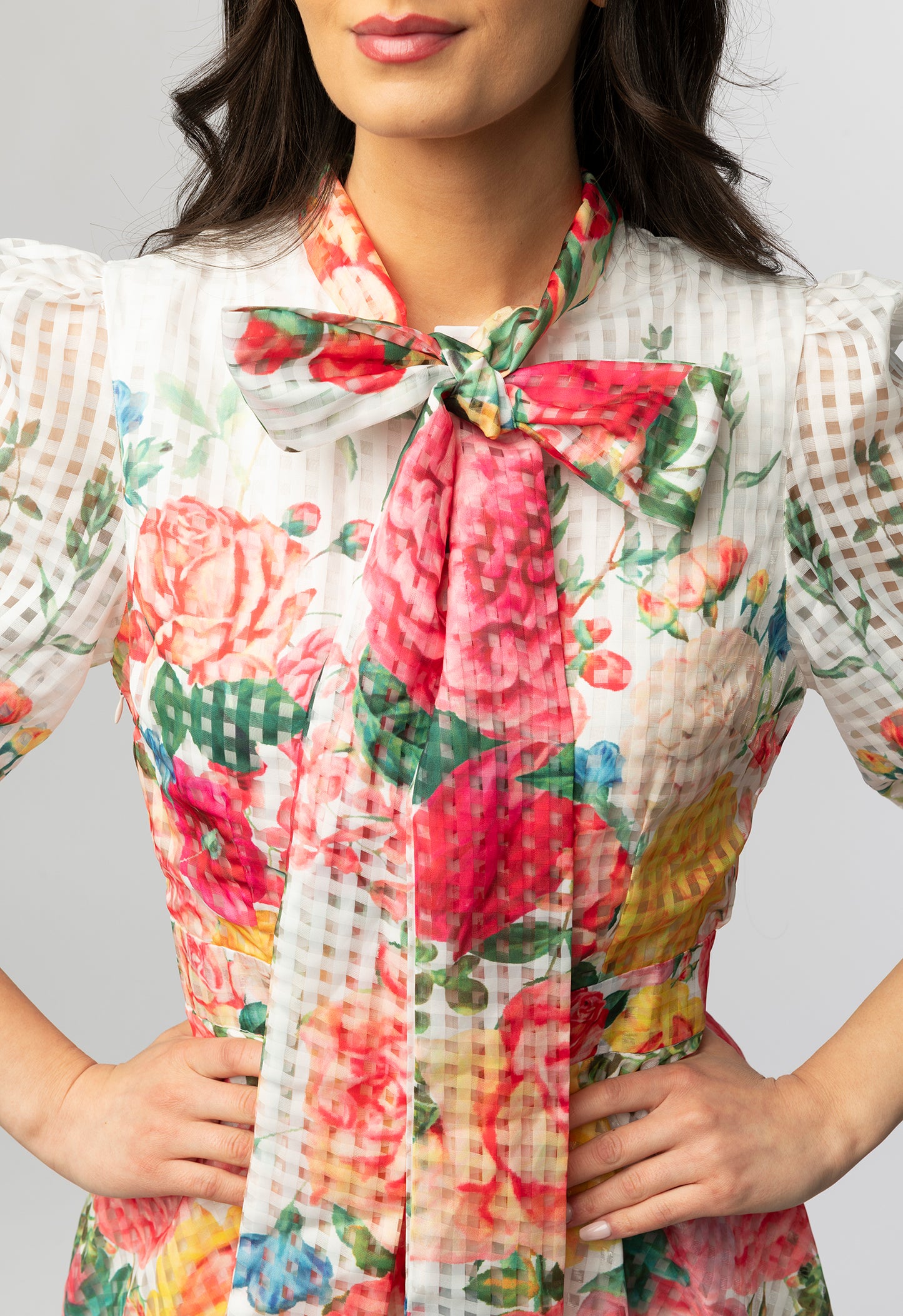 Sutton white floral sheer maxi dress