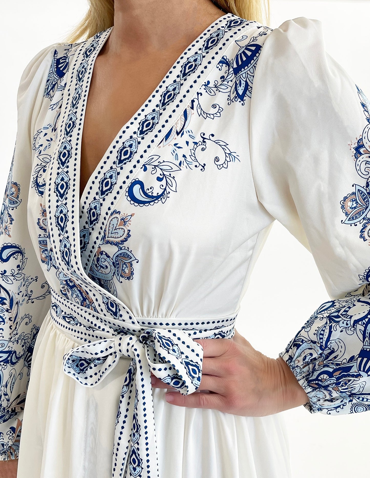 Cyra paisley maxi wrap dress