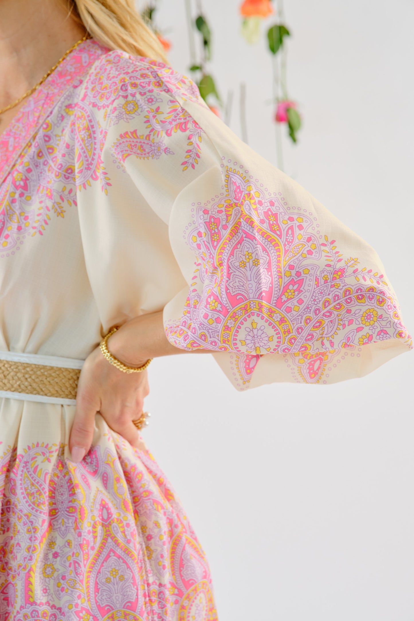 Safira paisley belted dress