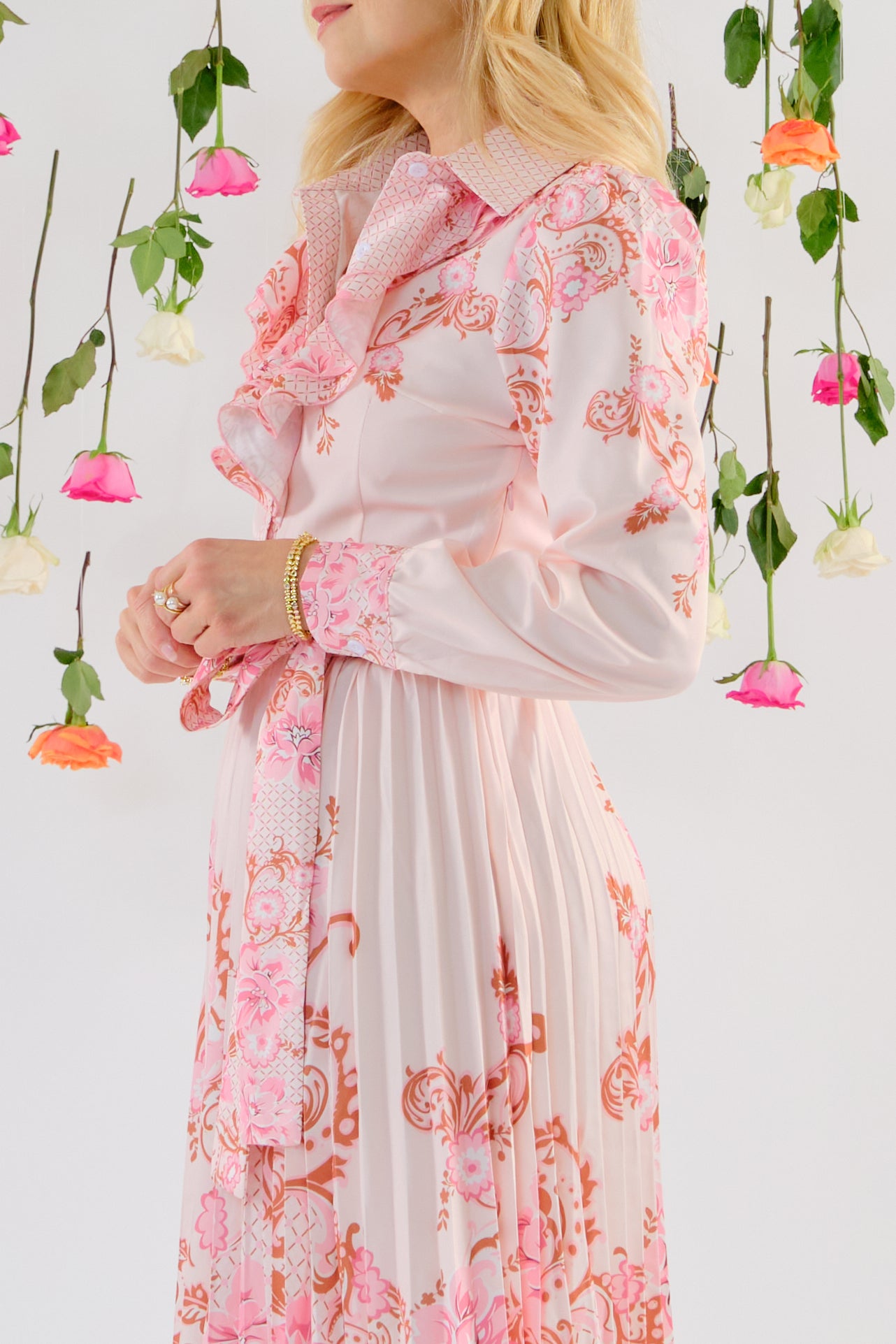 Nadia floral pleated dress