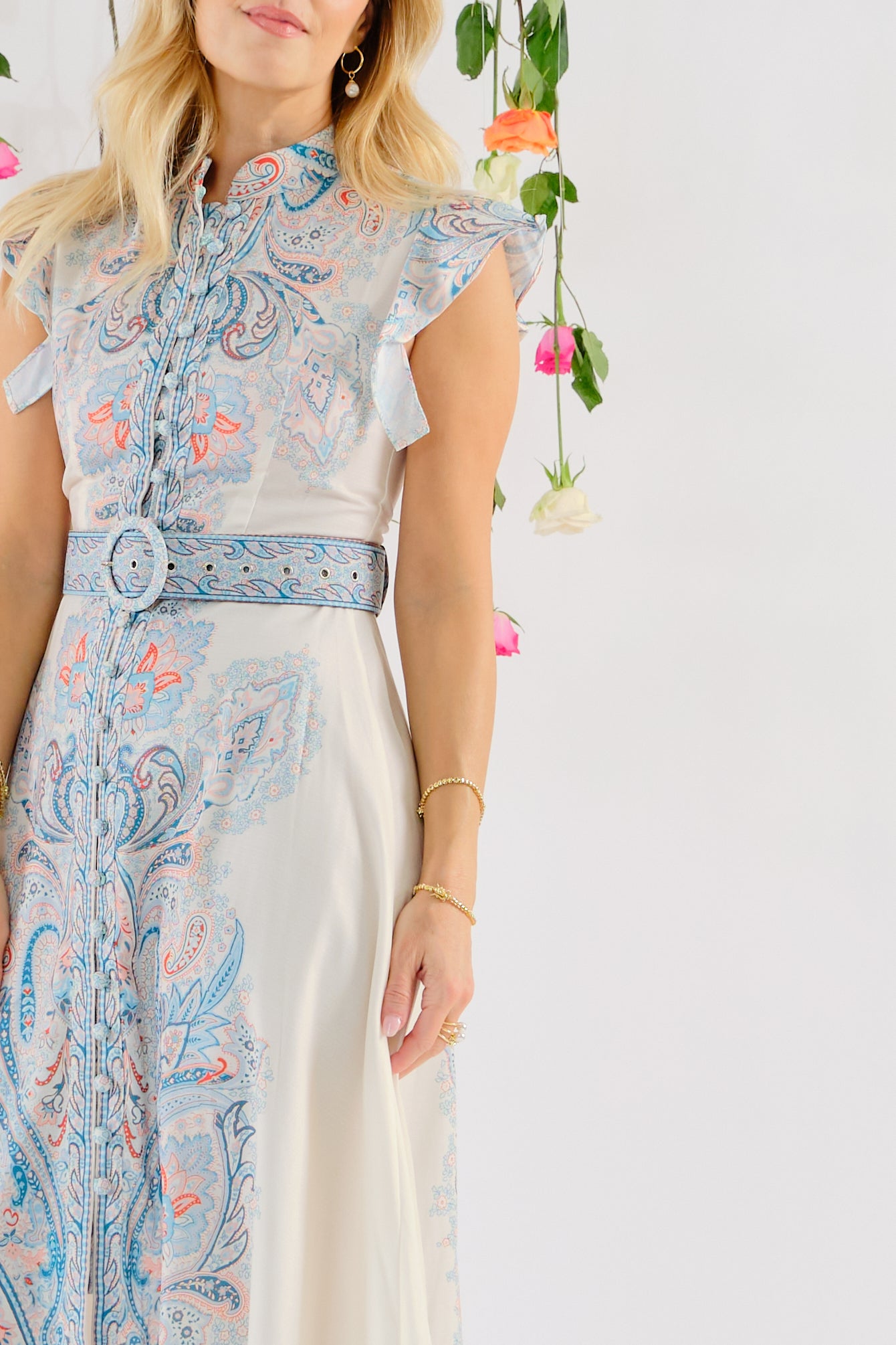 Eris paisley print belted maxi dress