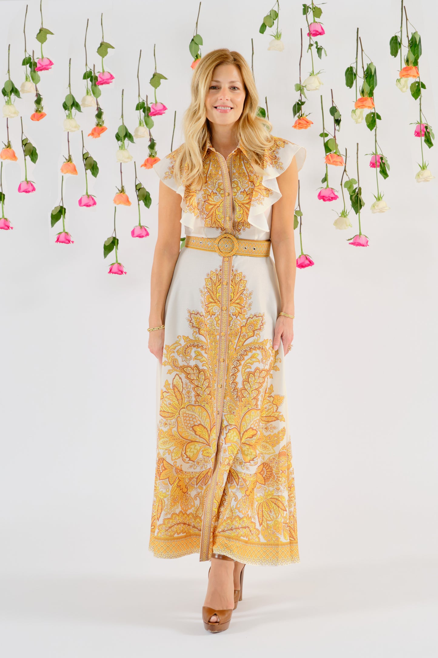 Zareen paisley belted maxi dress