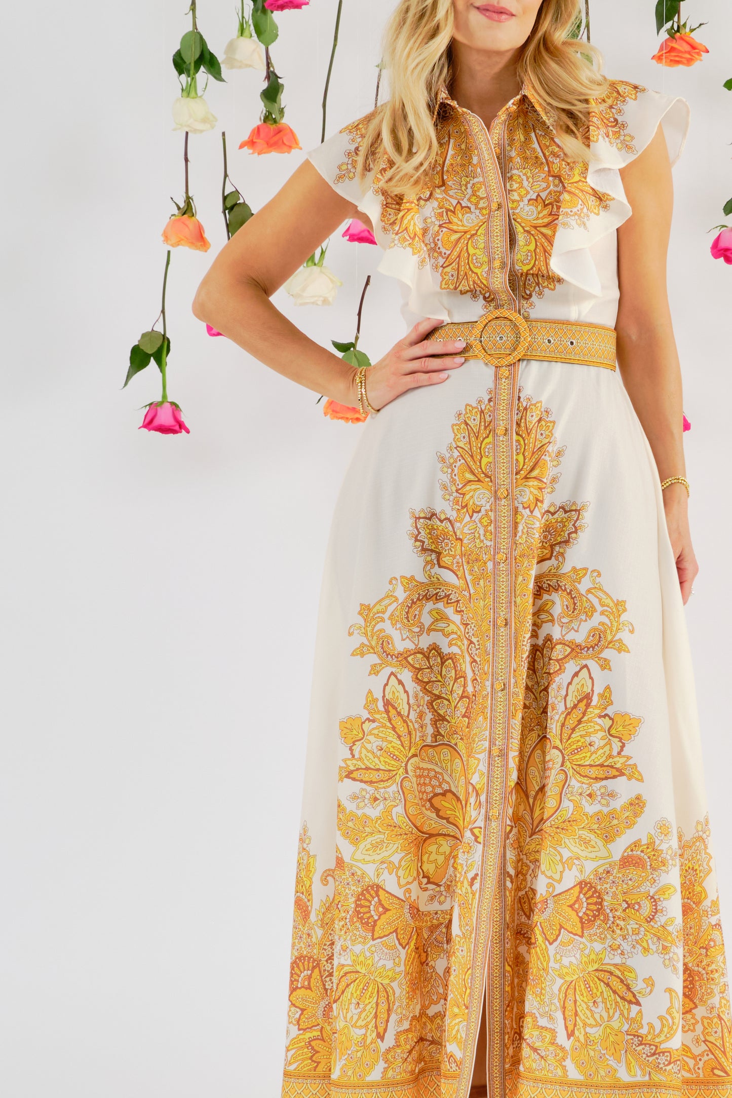 Zareen paisley belted maxi dress