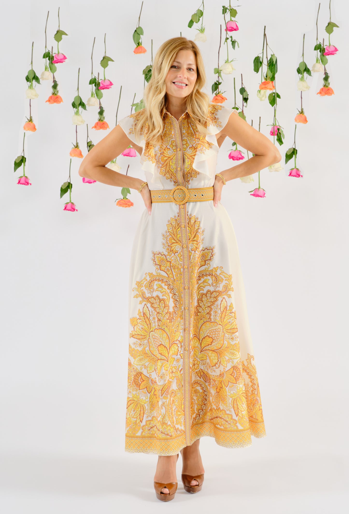 Zareen paisley belted maxi dress