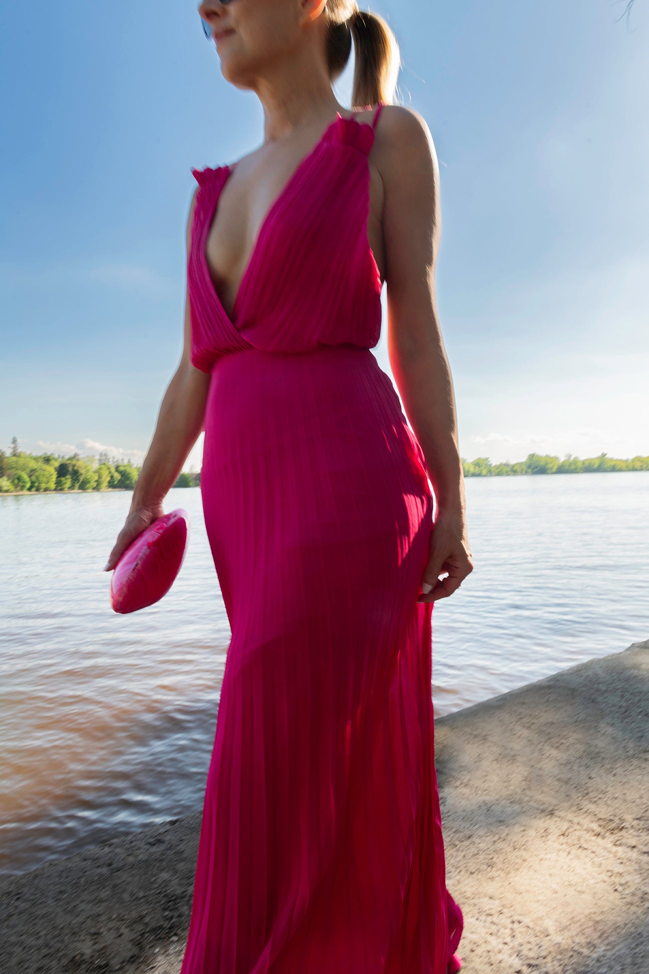 Rosalie pleated maxi dress