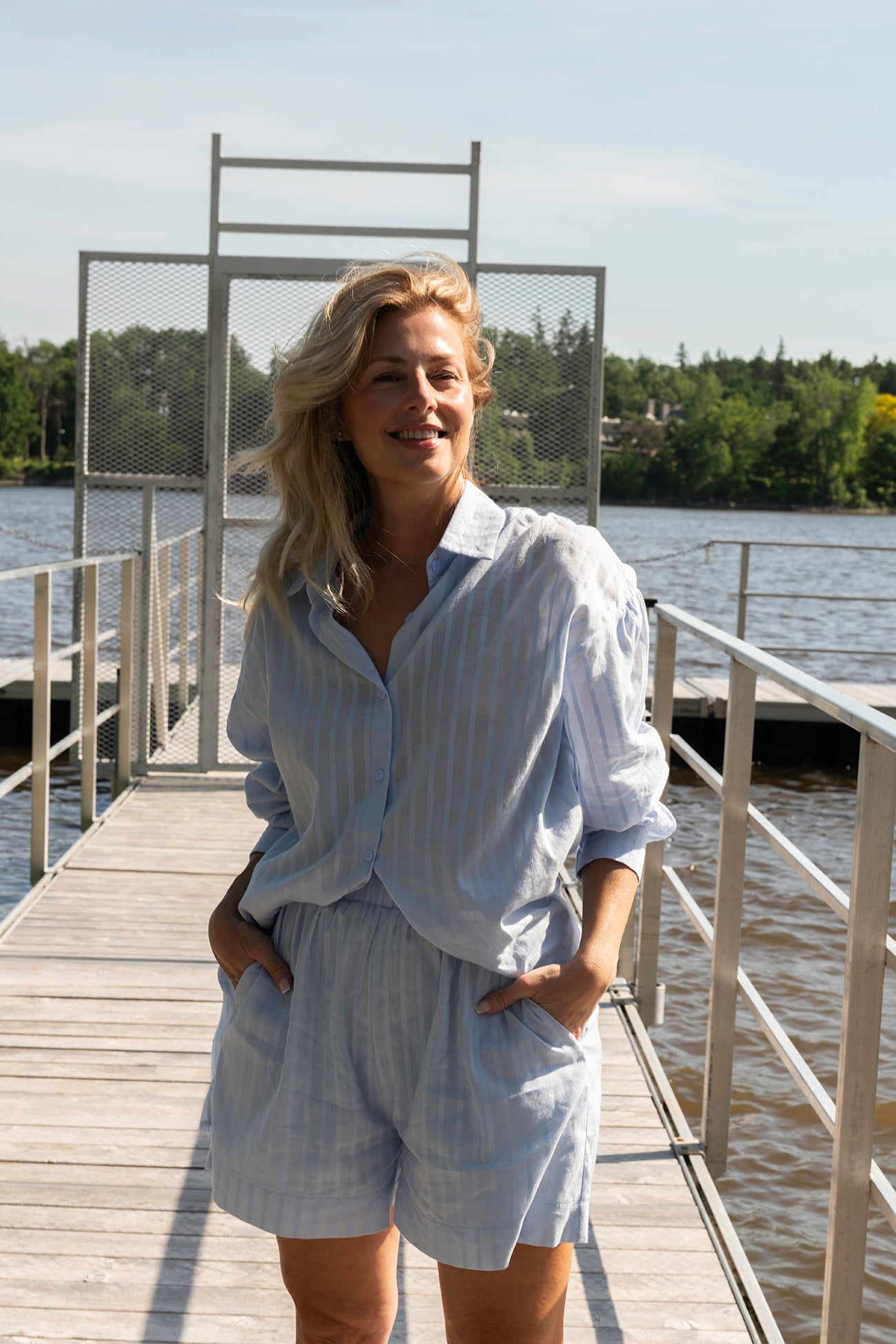 Poppy blue striped set