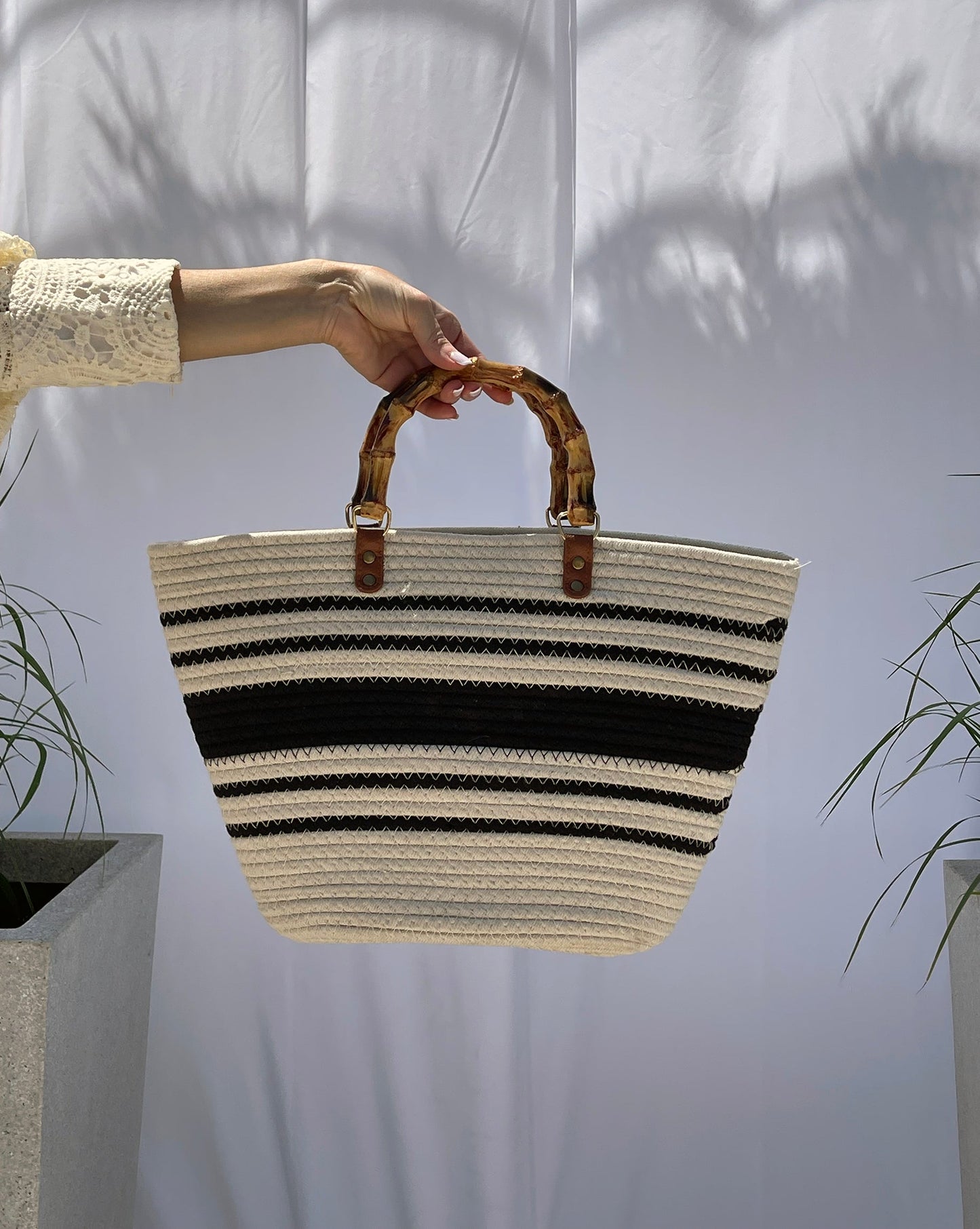 Riviera white woven tote