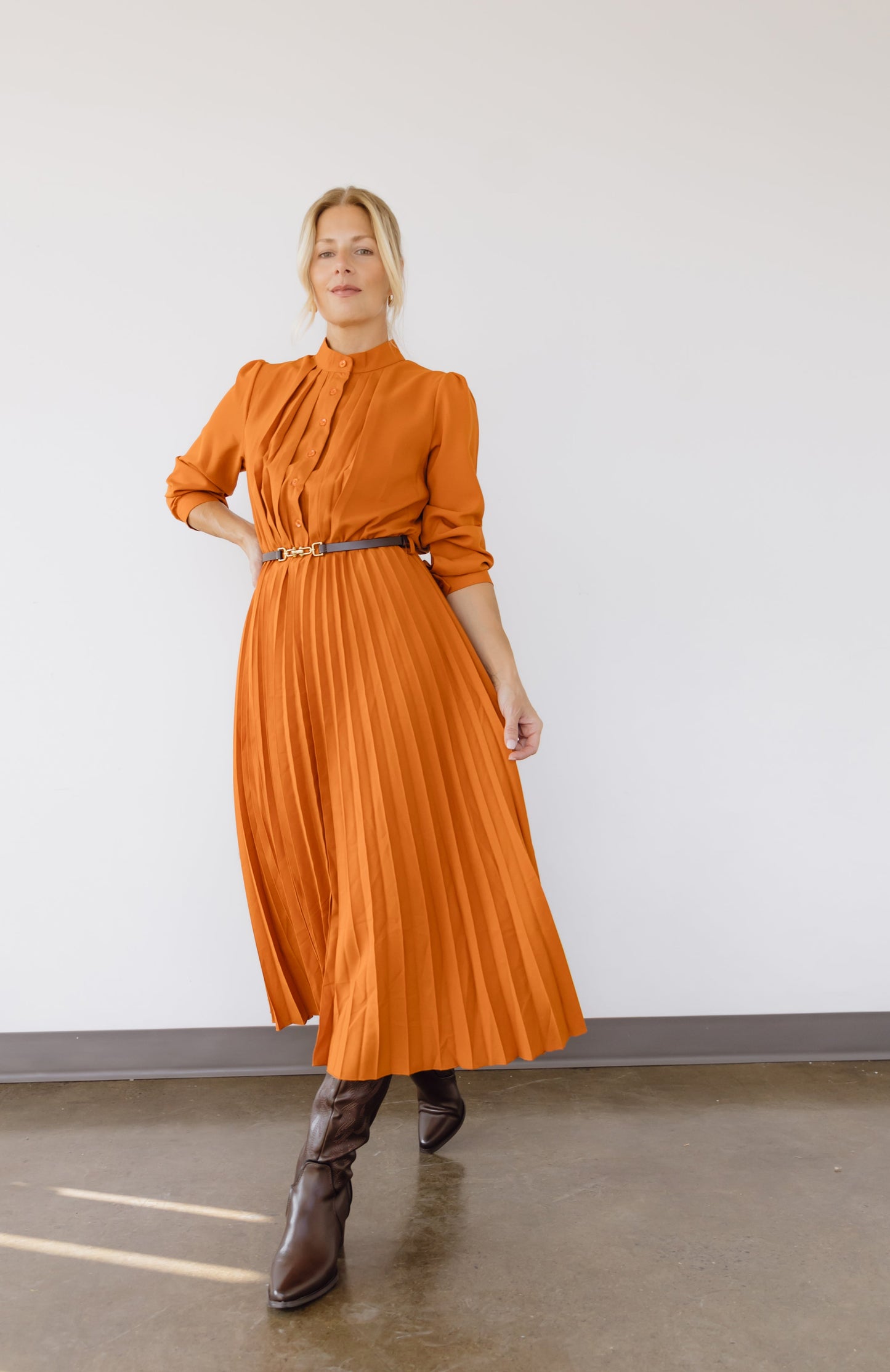Leonora pleated dress