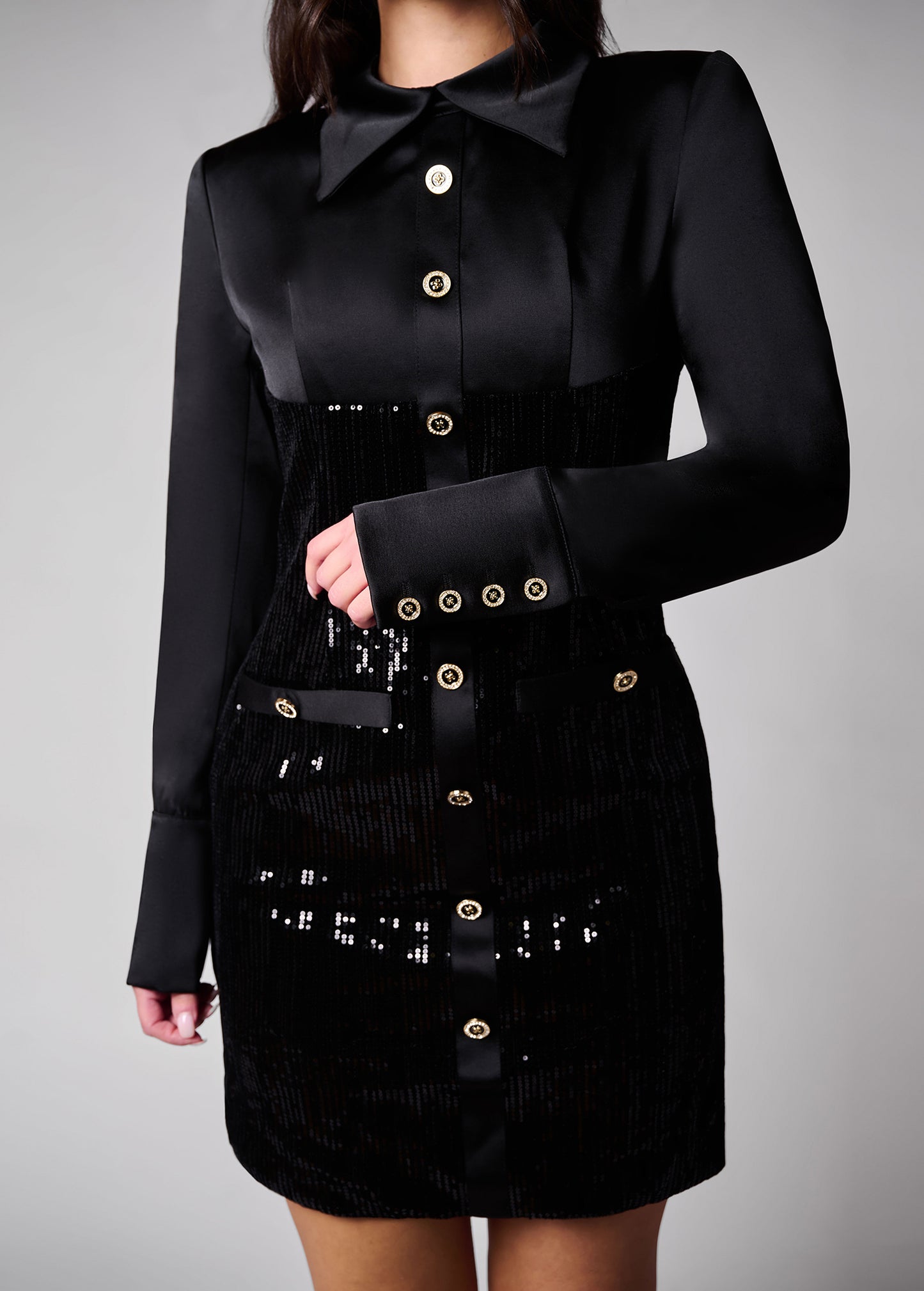 Colette mini sequin and satin dress