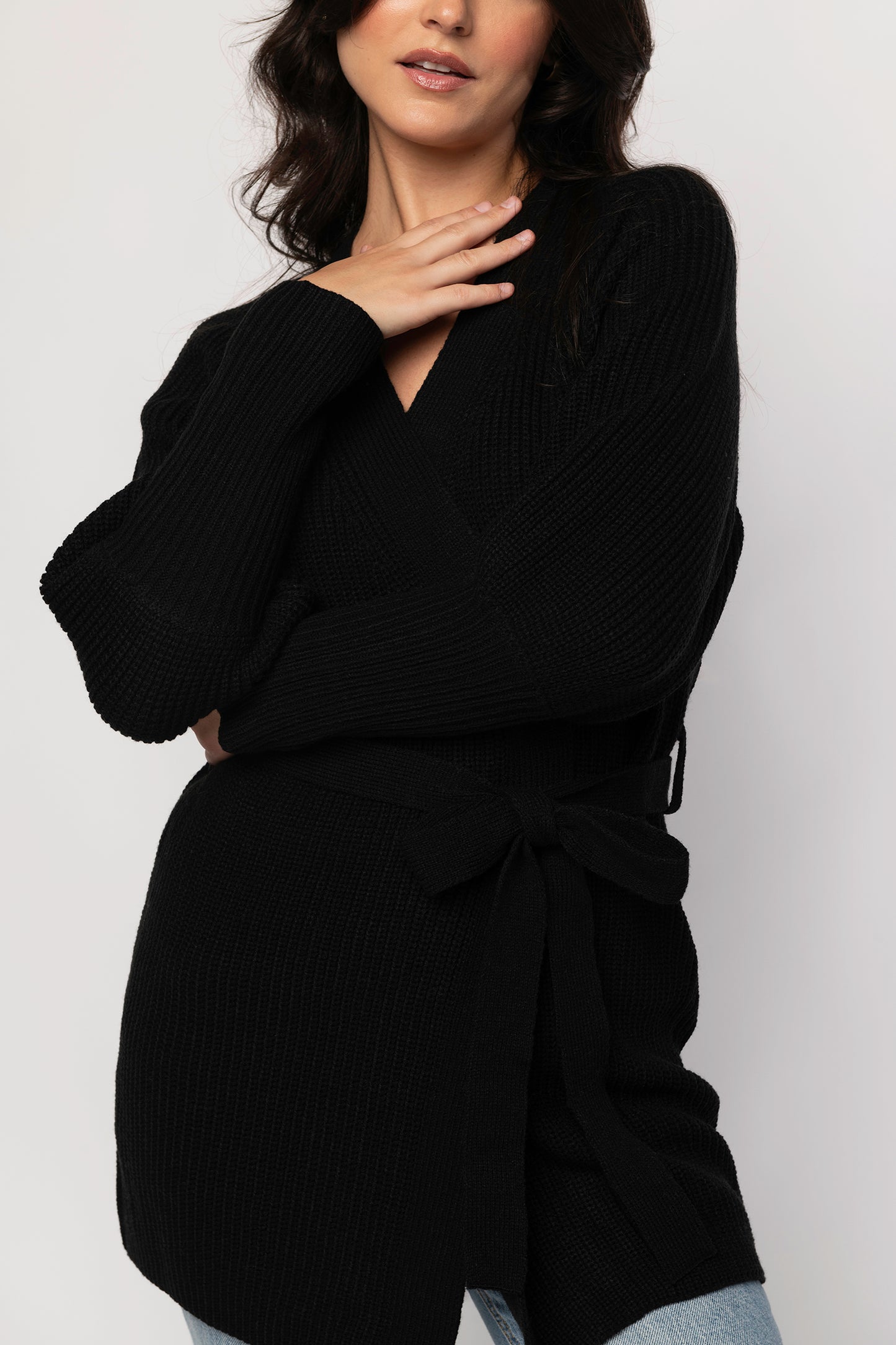 Nash belted knit cardigan