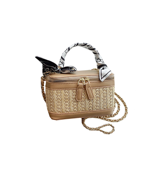 Kassandra light brown mini raffia handbag