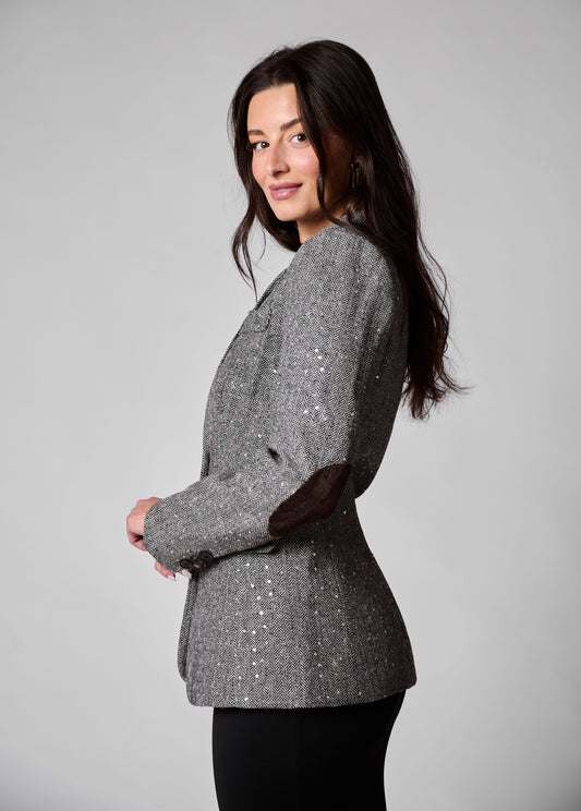 Elwyn herringbone sequin blazer