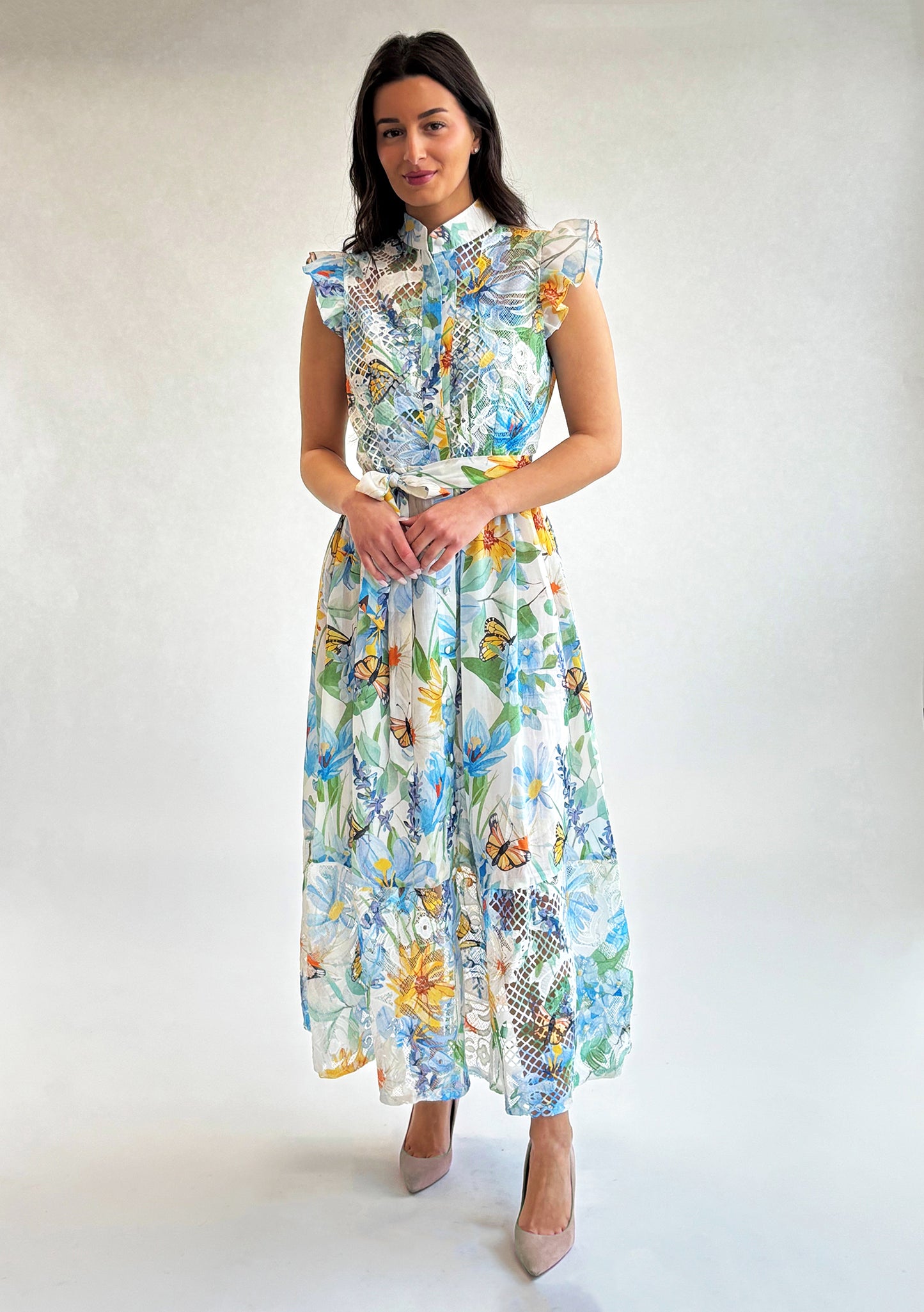 Jolie blue floral lace dress