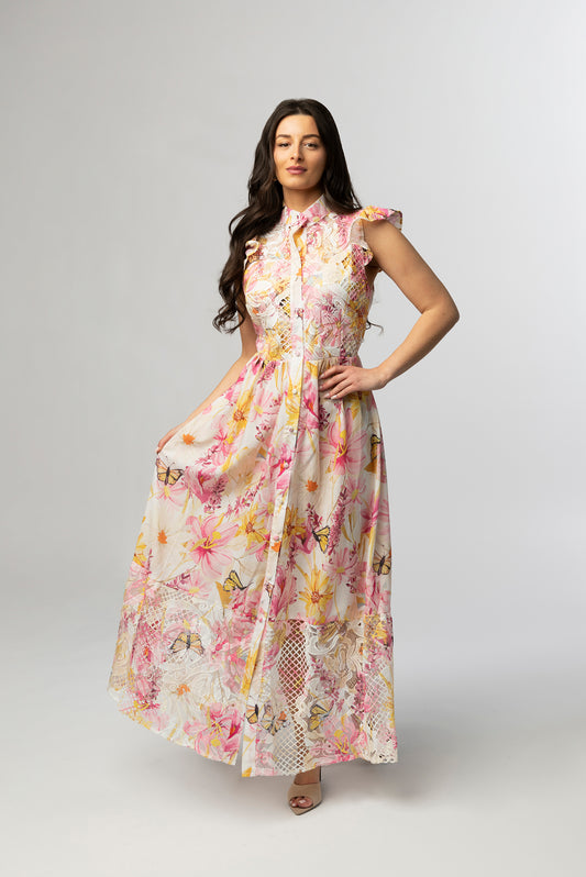 Jolie pink floral lace dress