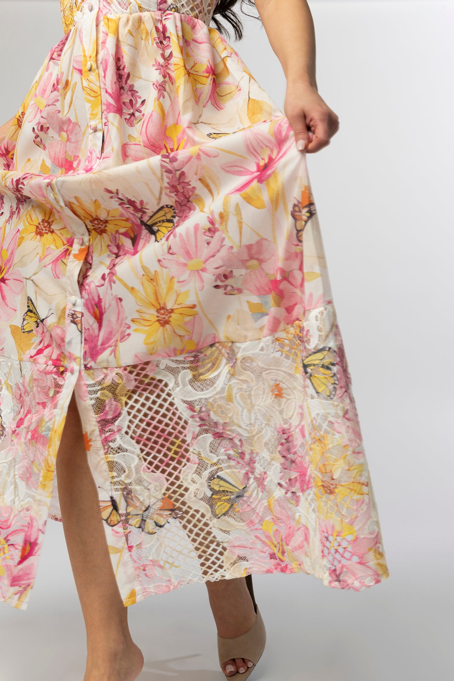 Jolie pink floral lace dress