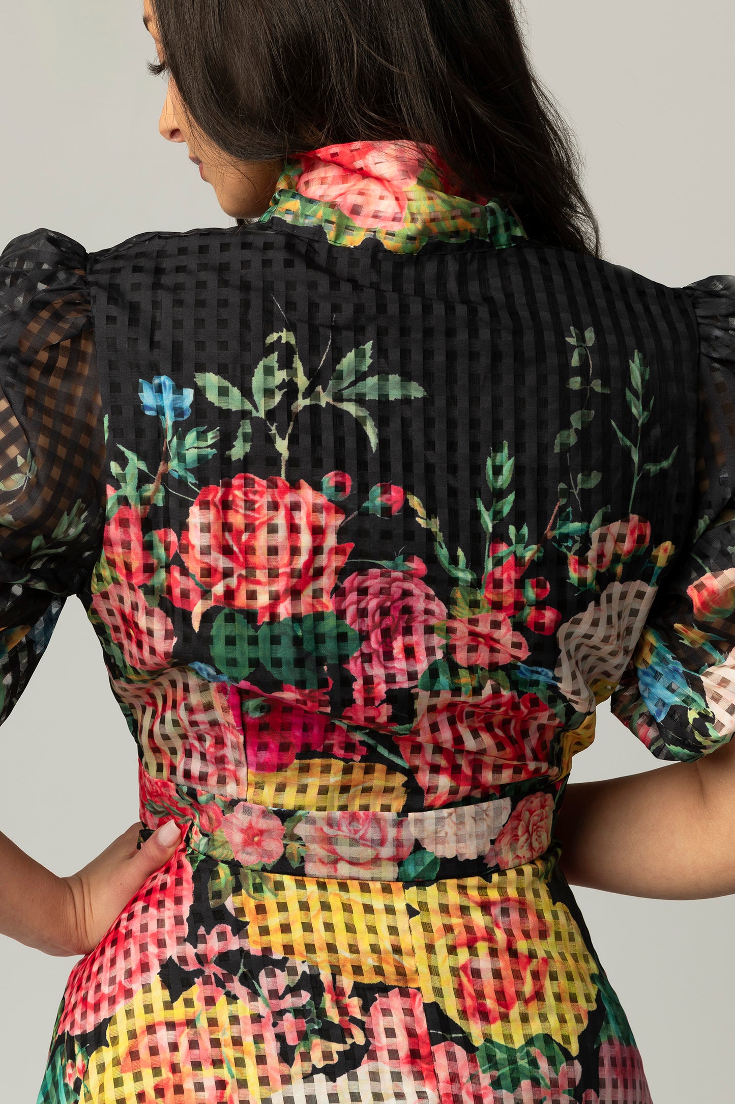Sutton black floral sheer maxi dress