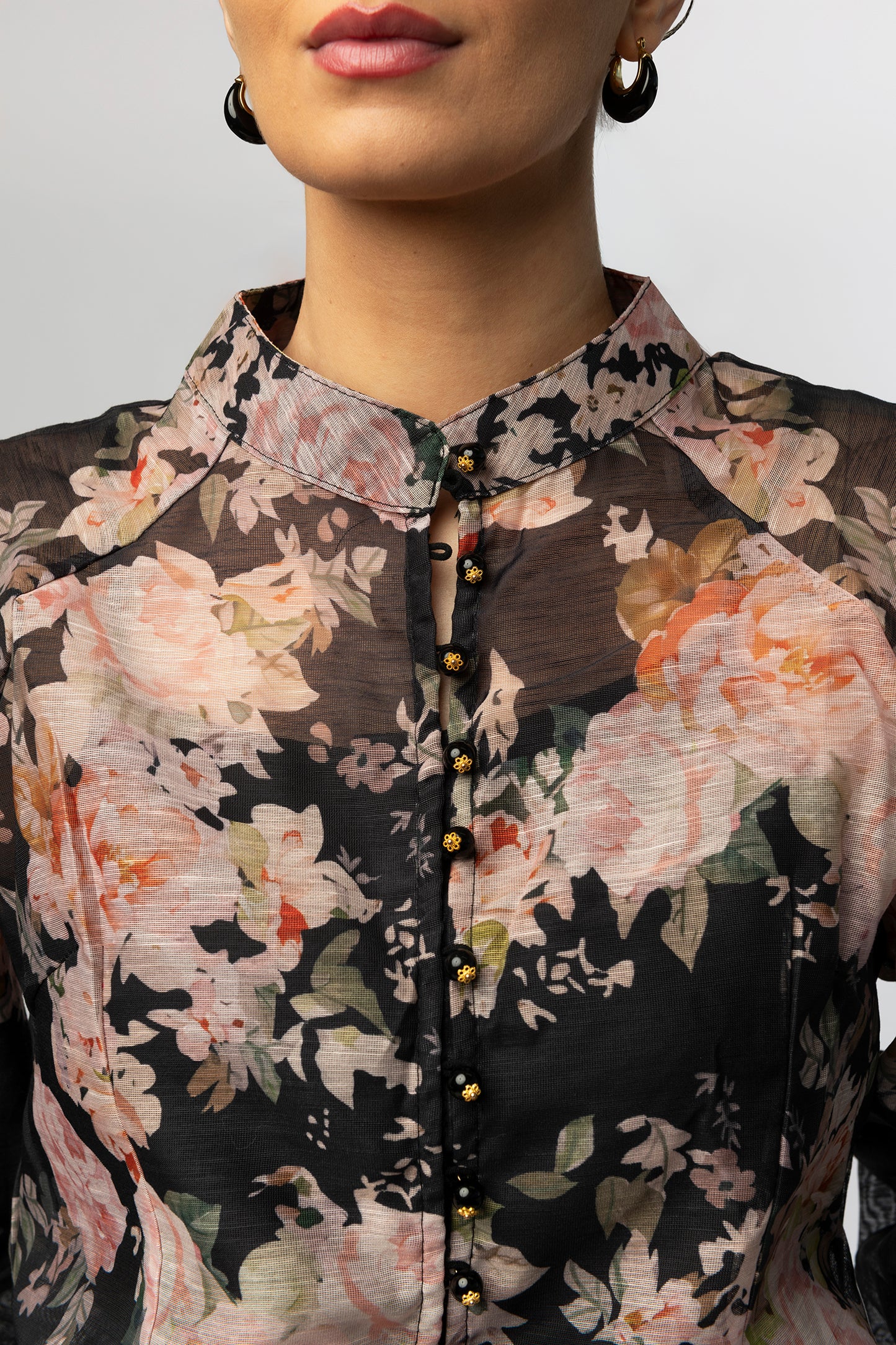 Fable 3 piece black floral maxi skirt set