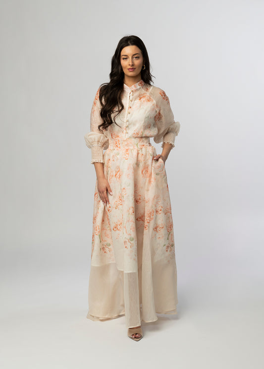 Fable 3 piece cream floral maxi skirt set