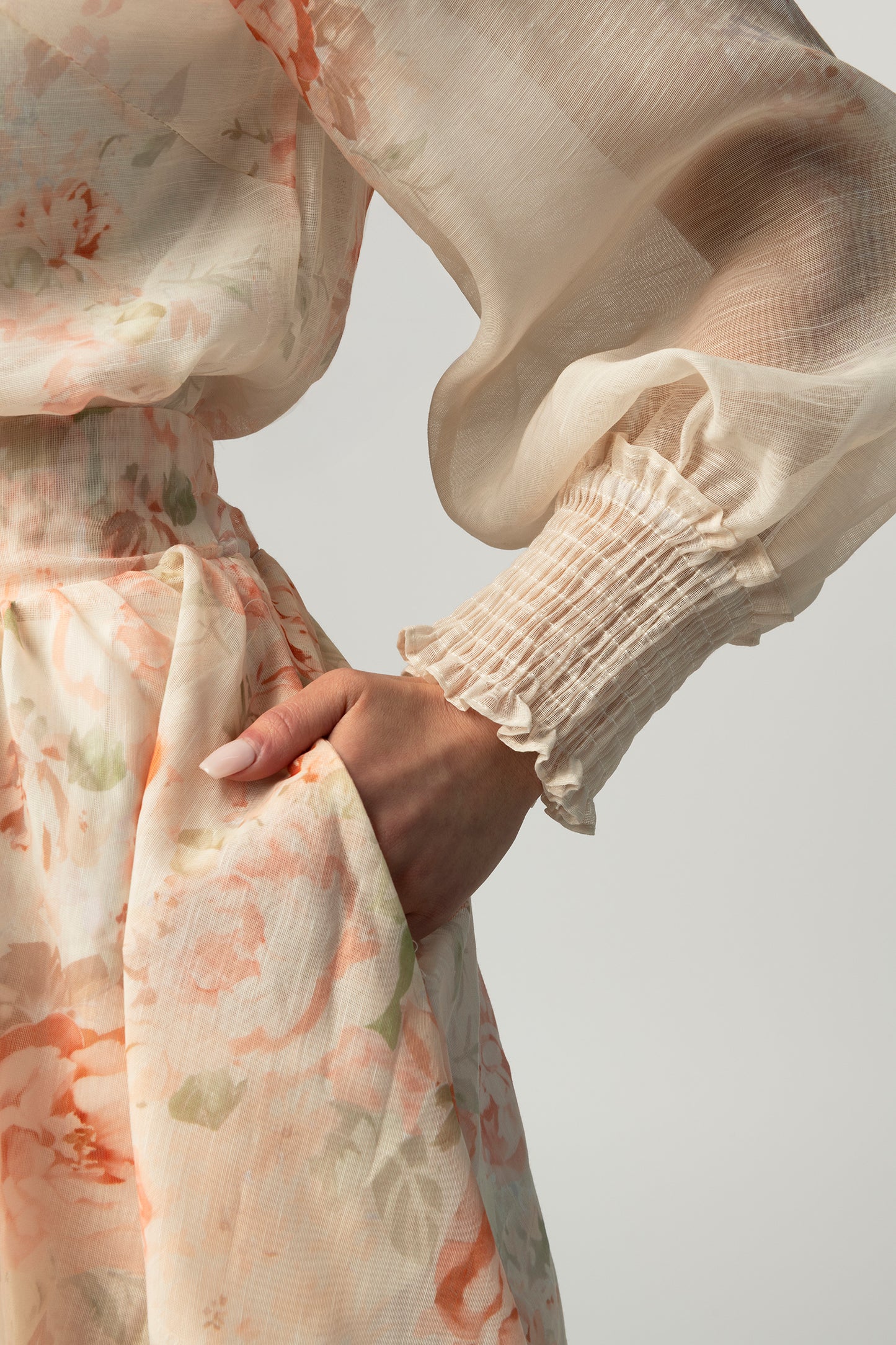 Fable 3 piece cream floral maxi skirt set