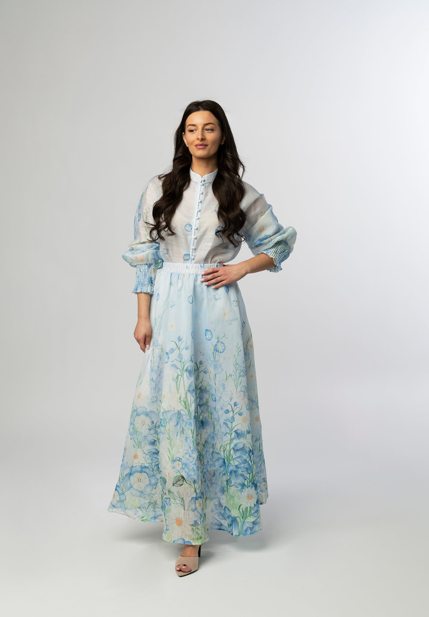 Amaris blue floral sheer set