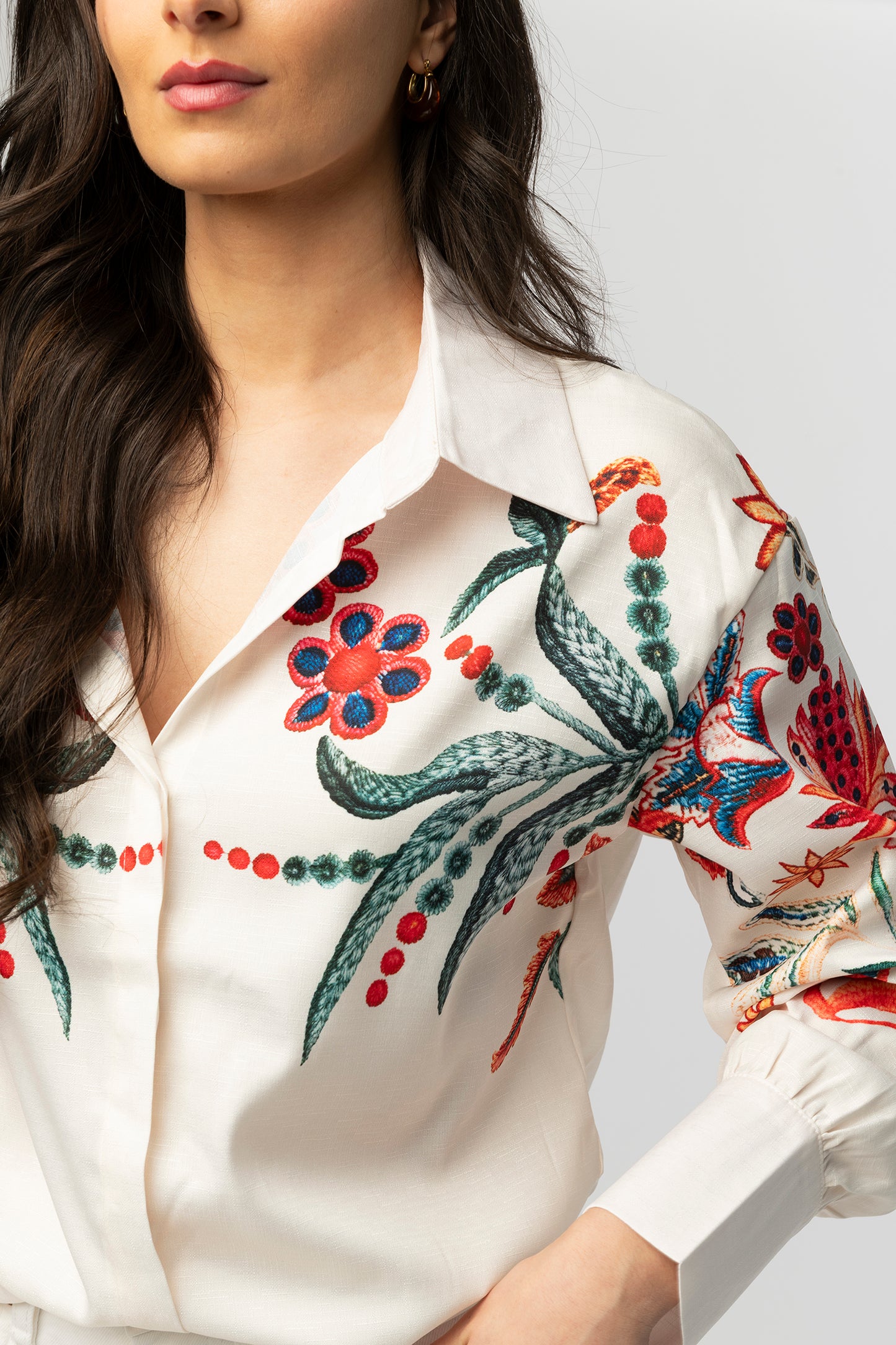 Claire embroidered print blouse