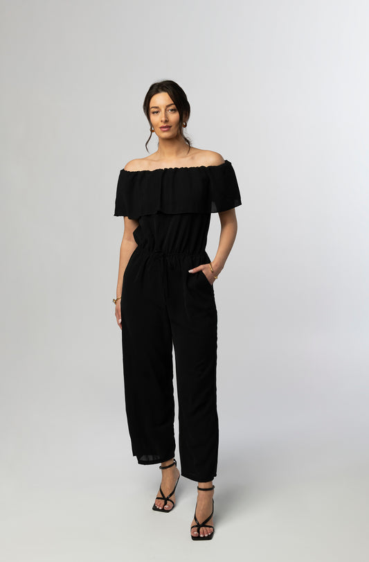 Tove ruffled black jumpsuit