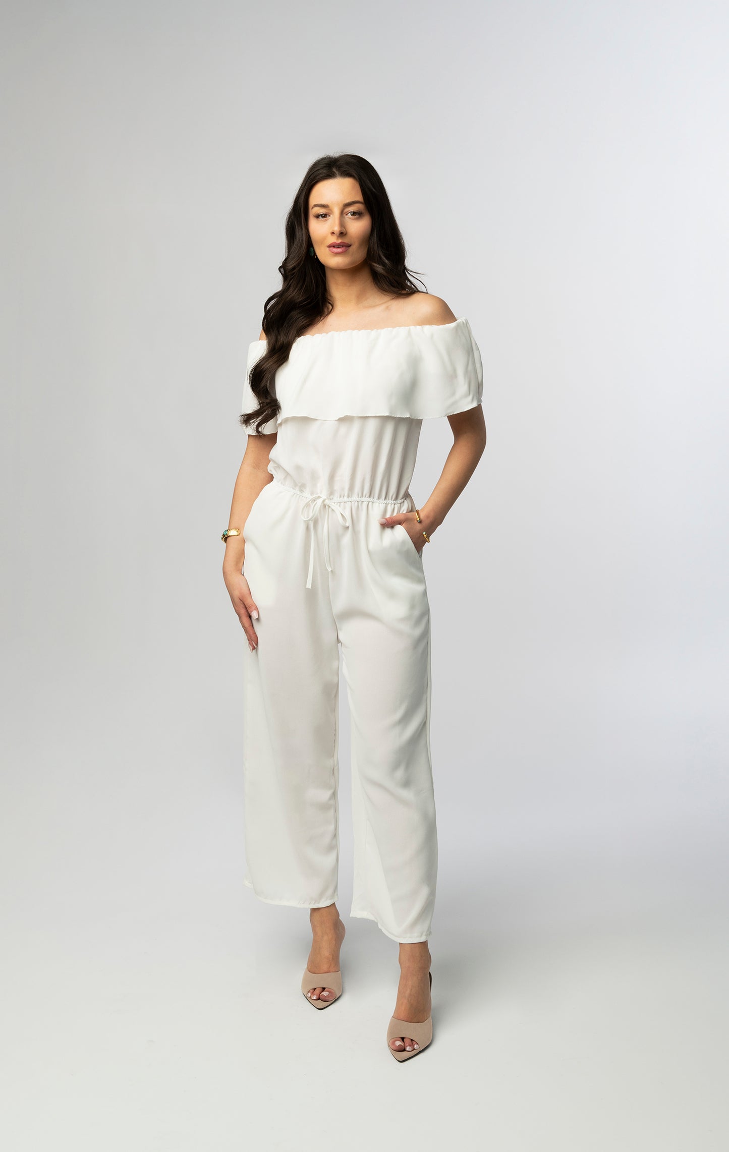 Tove ruffled white jumpsuit