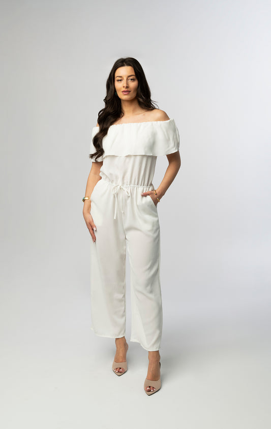 Tove ruffled white jumpsuit