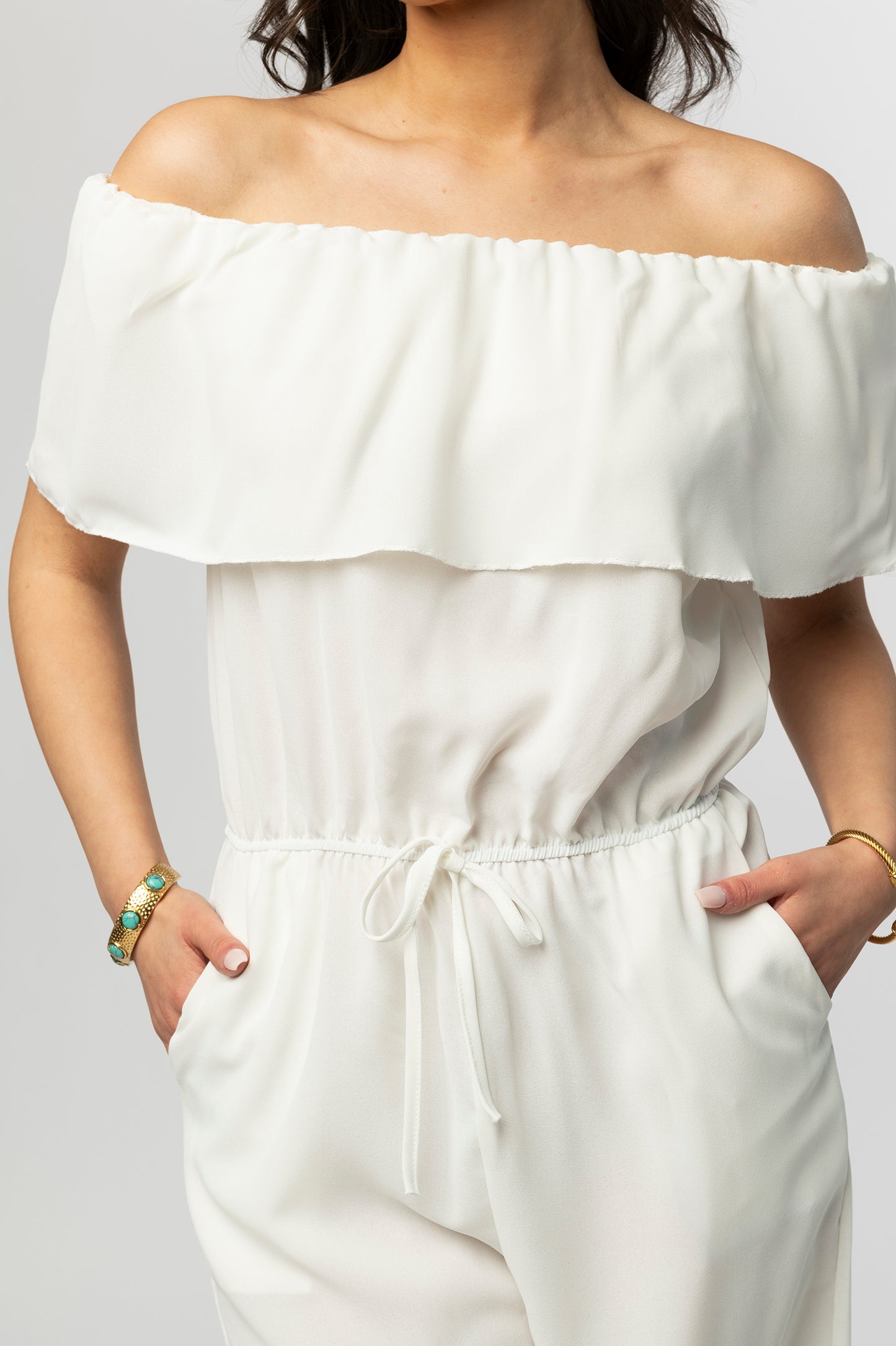 Tove ruffled white jumpsuit