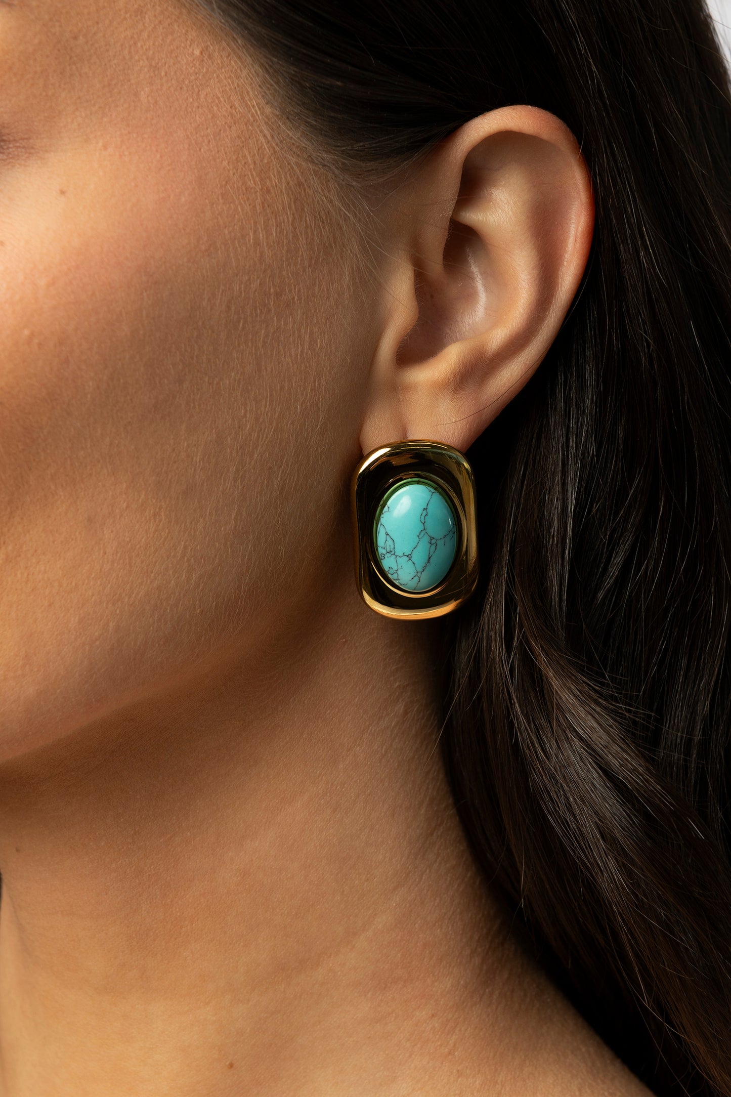 Turquoise cabochon stud earrings