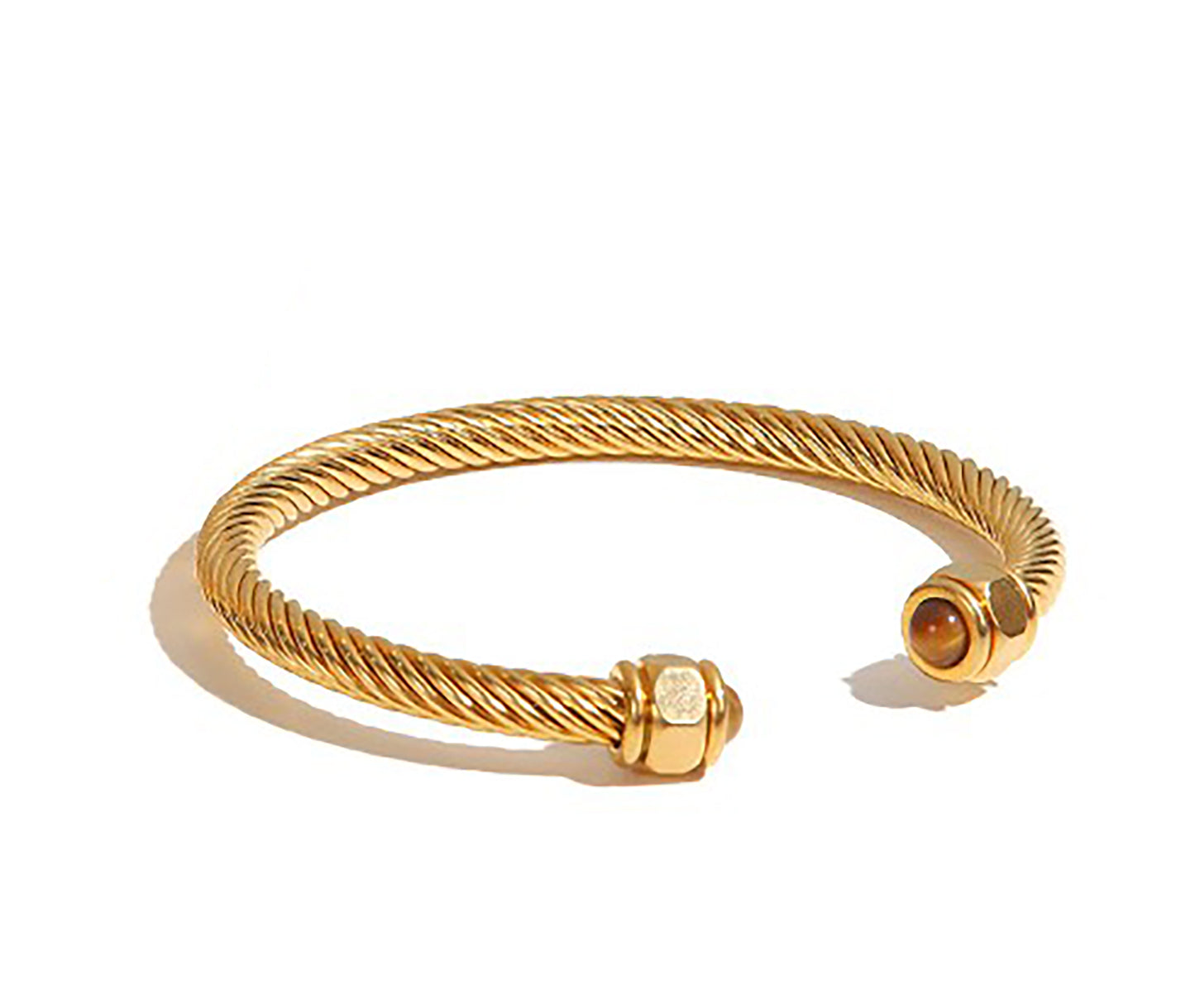 Cable cuff with tiger eye stones