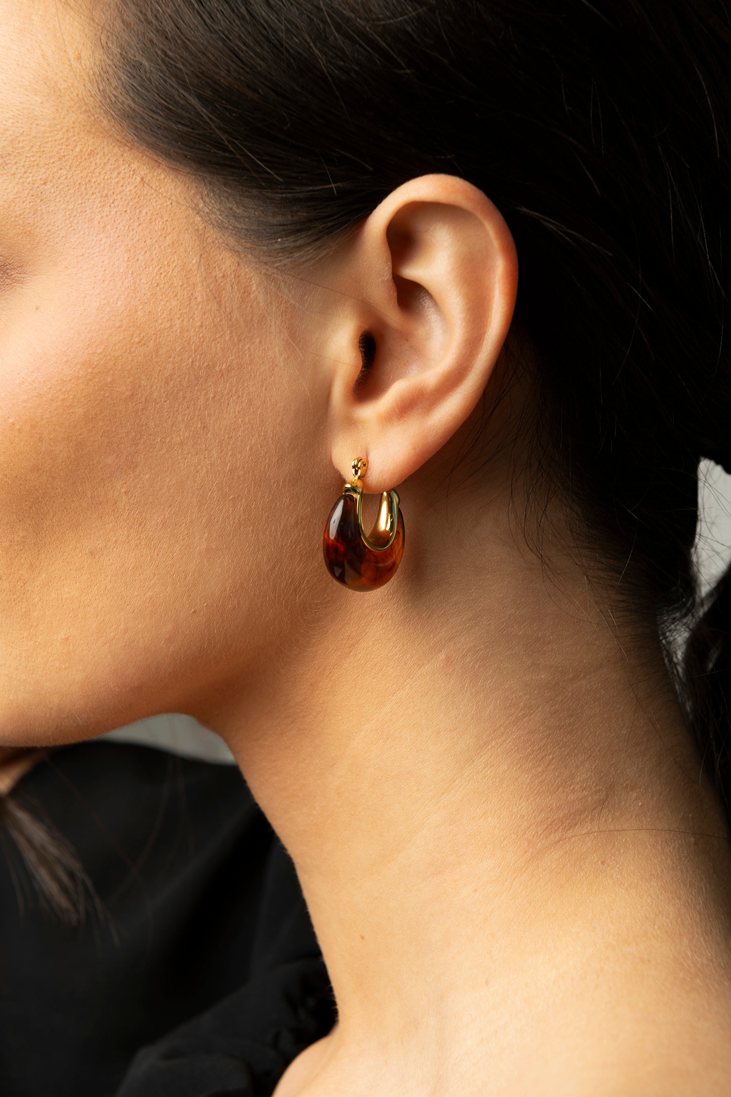 Tiger eye resin hoop earrings