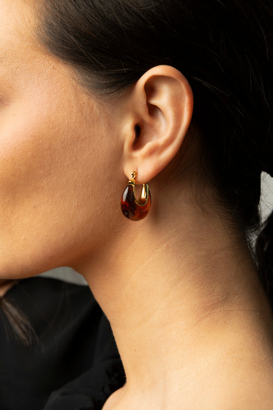 Tiger eye resin hoop earrings