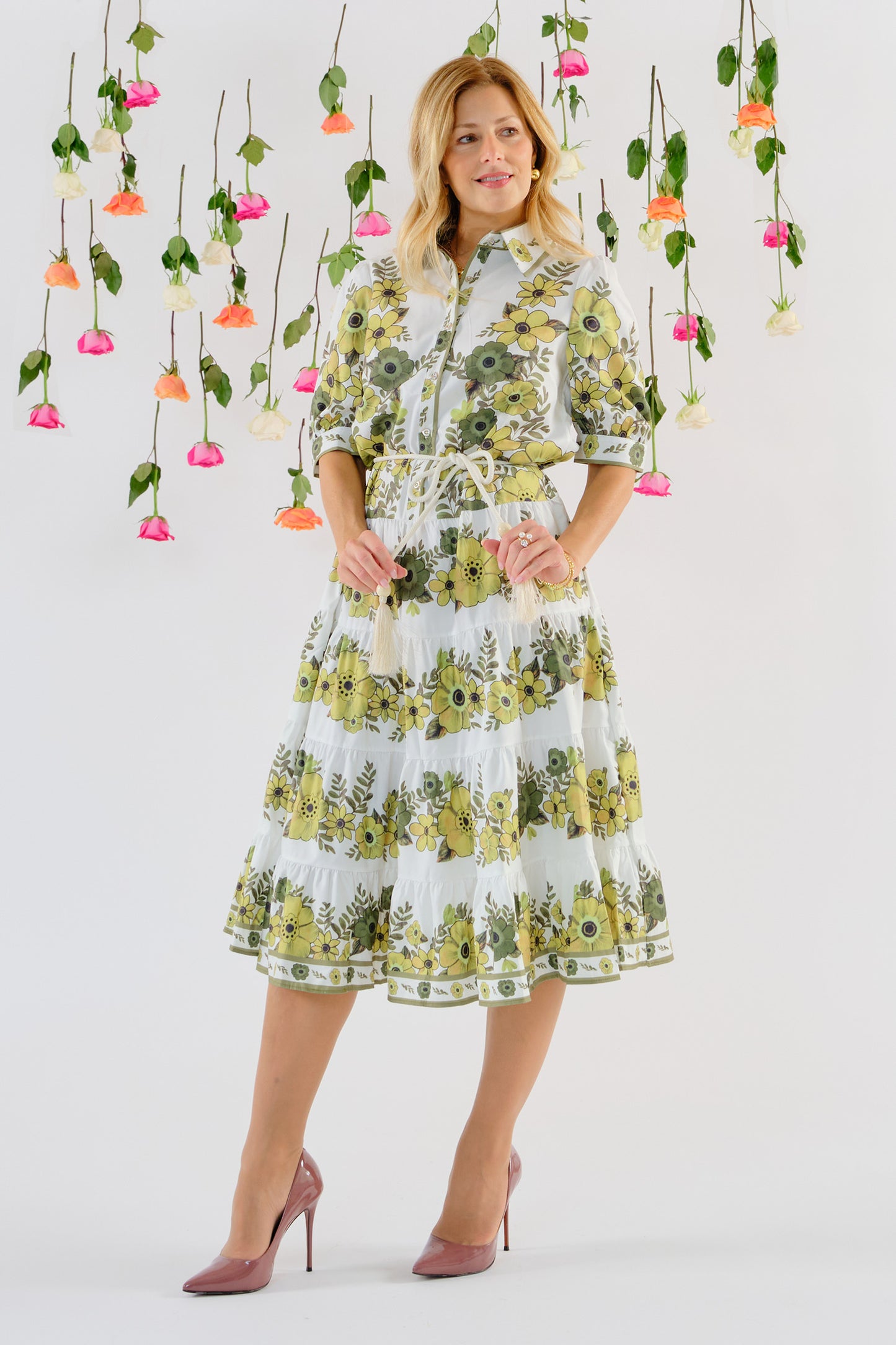 Darion floral pleated midi dress