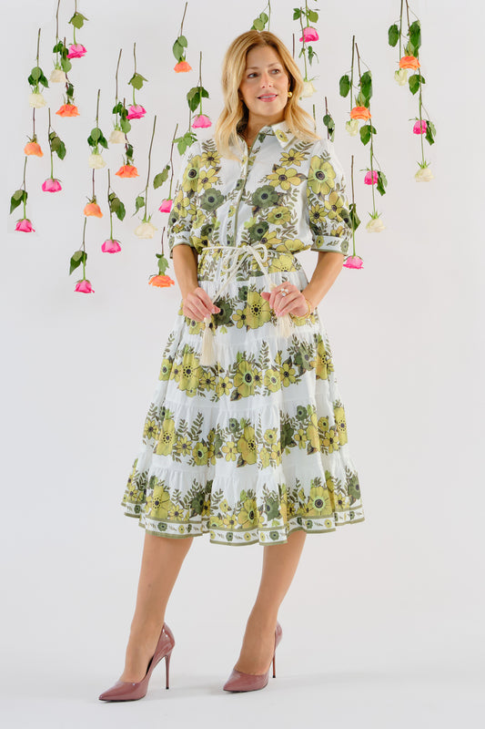 Darion floral pleated midi dress