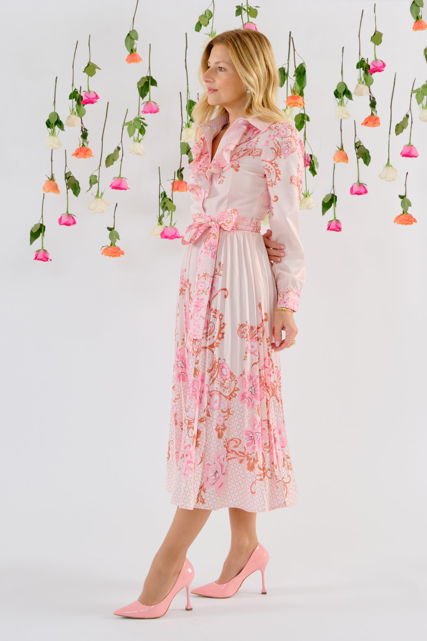 Nadia floral pleated dress