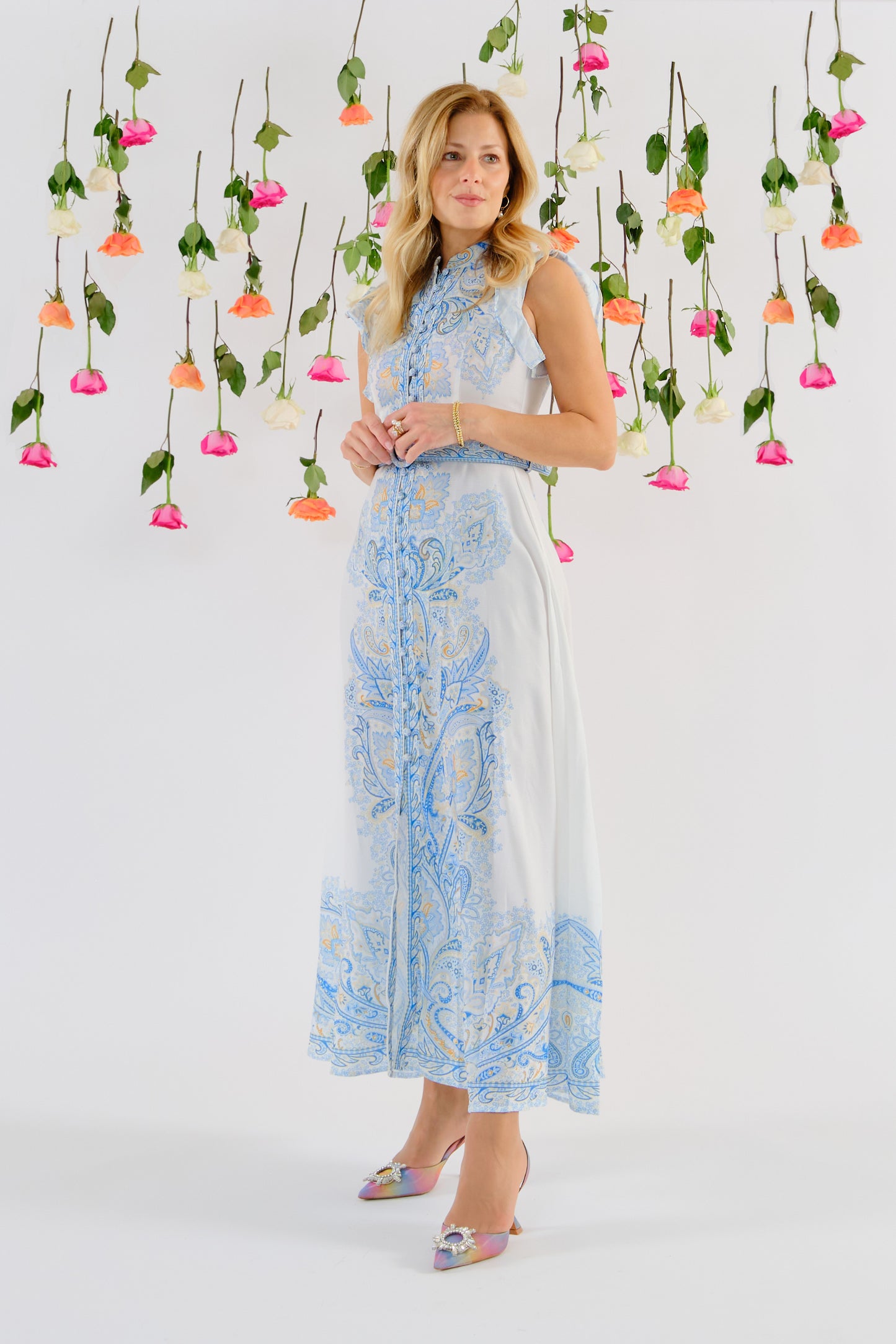 Eris paisley print belted maxi dress