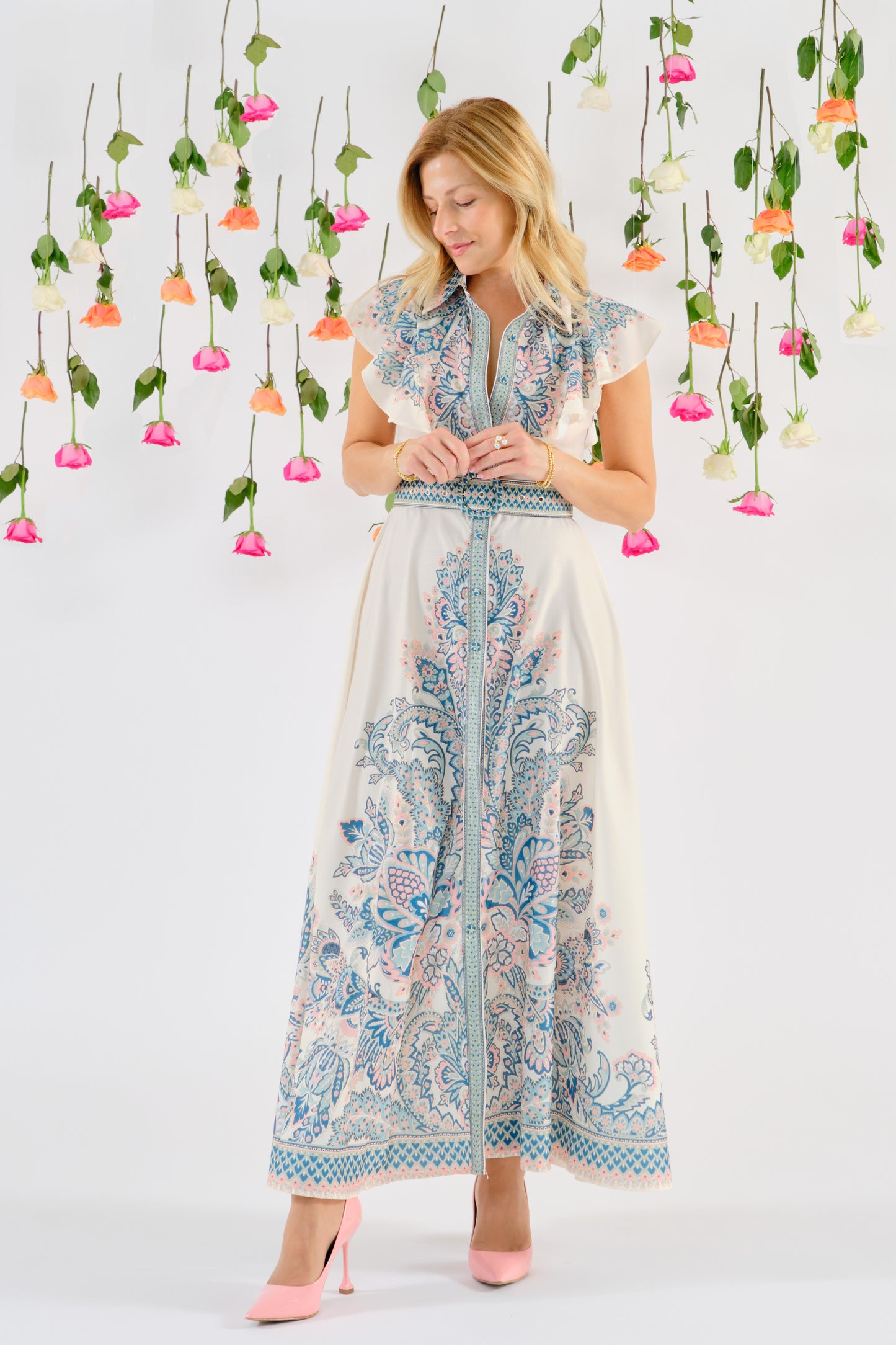 Zareen paisley belted maxi dress