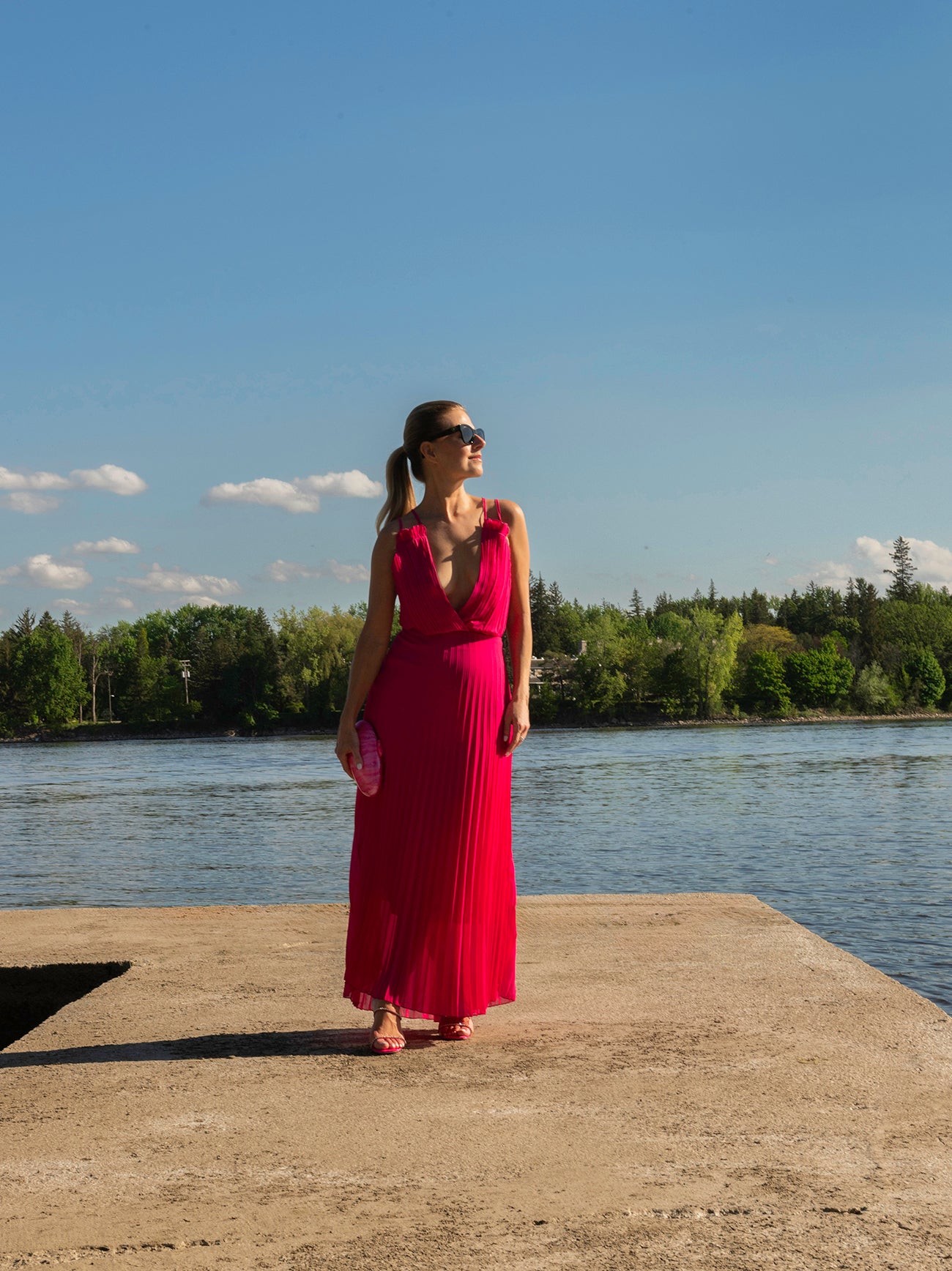 Rosalie pleated maxi dress