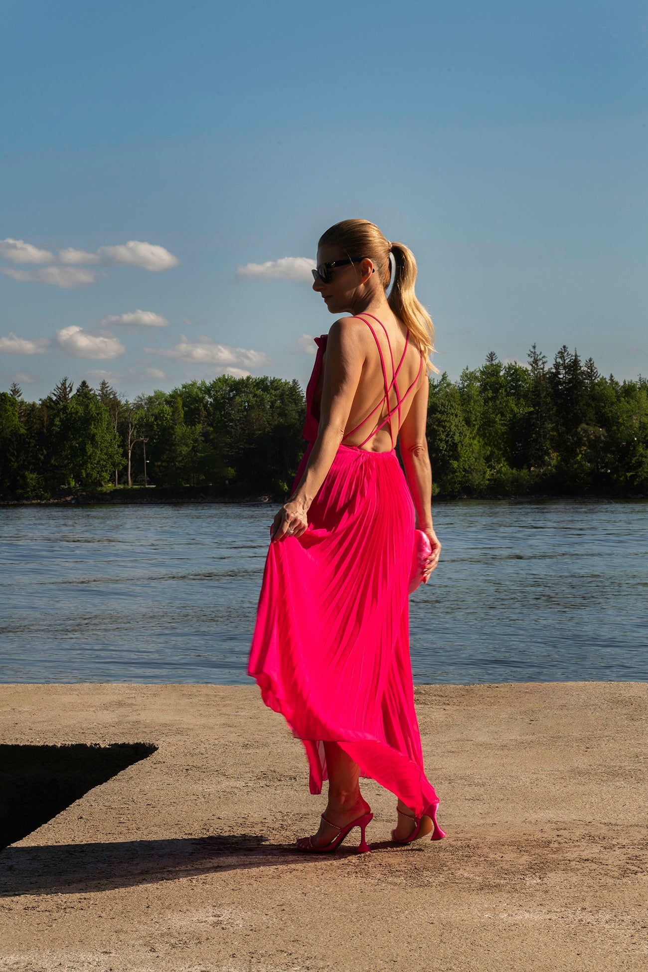 Rosalie pleated maxi dress