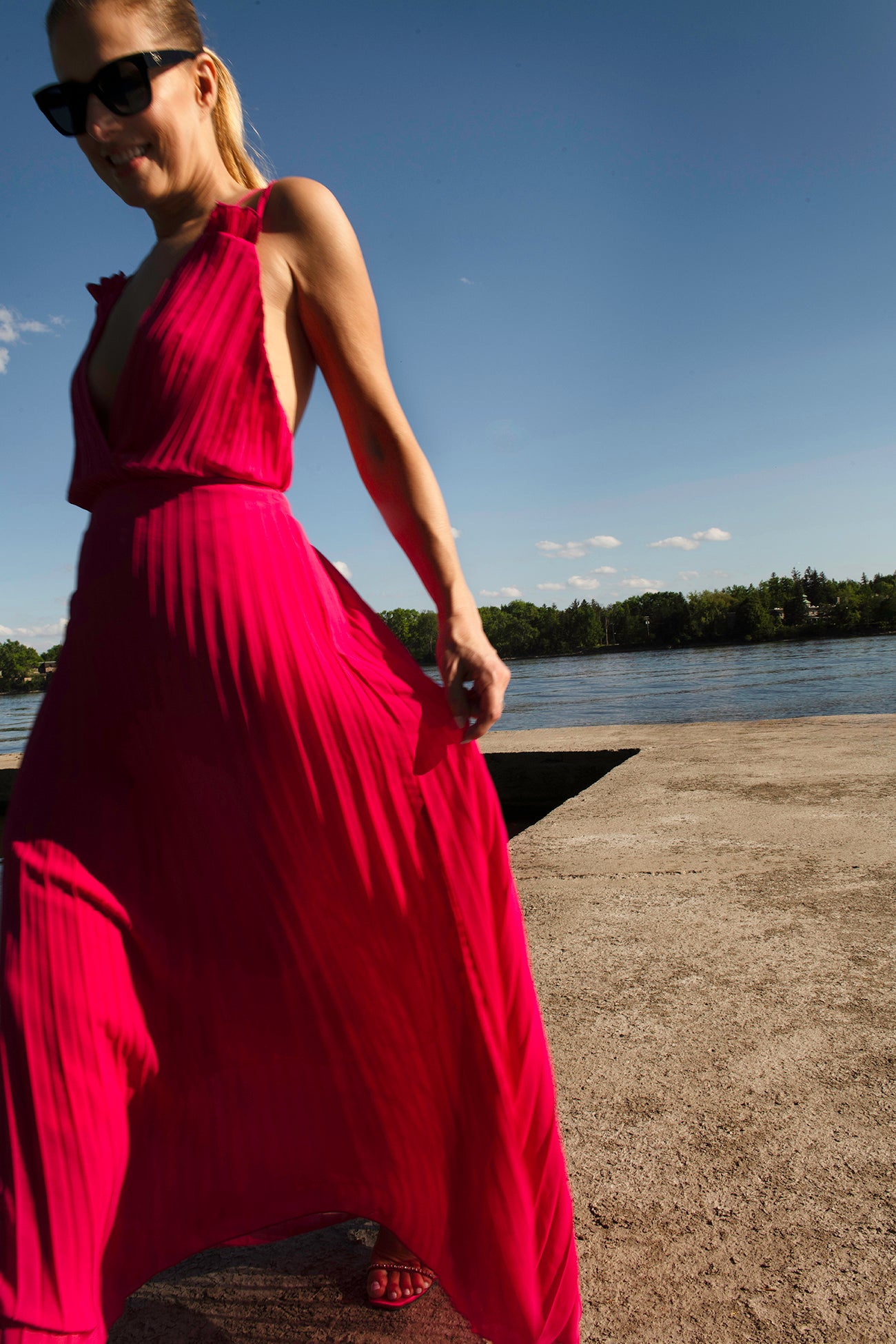 Rosalie pleated maxi dress