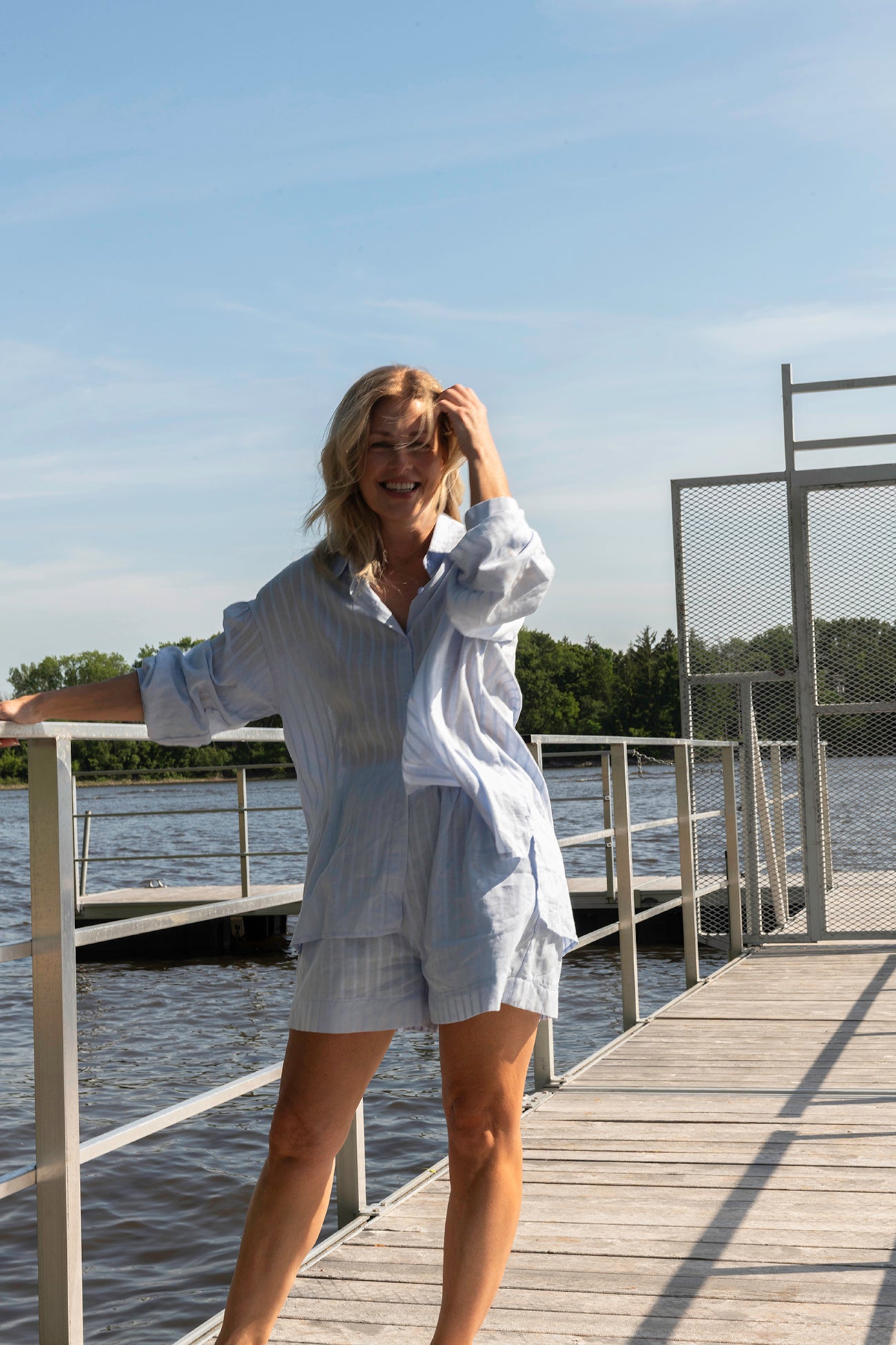 Poppy blue striped set