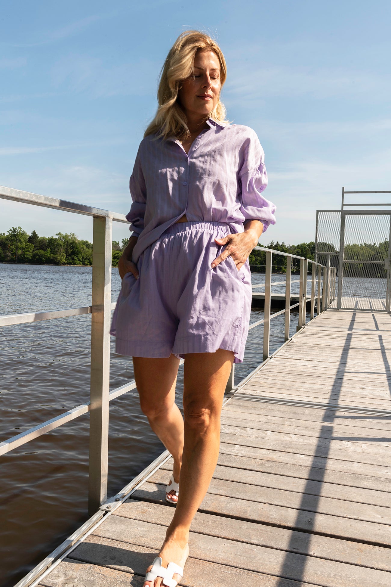 Poppy purple striped set