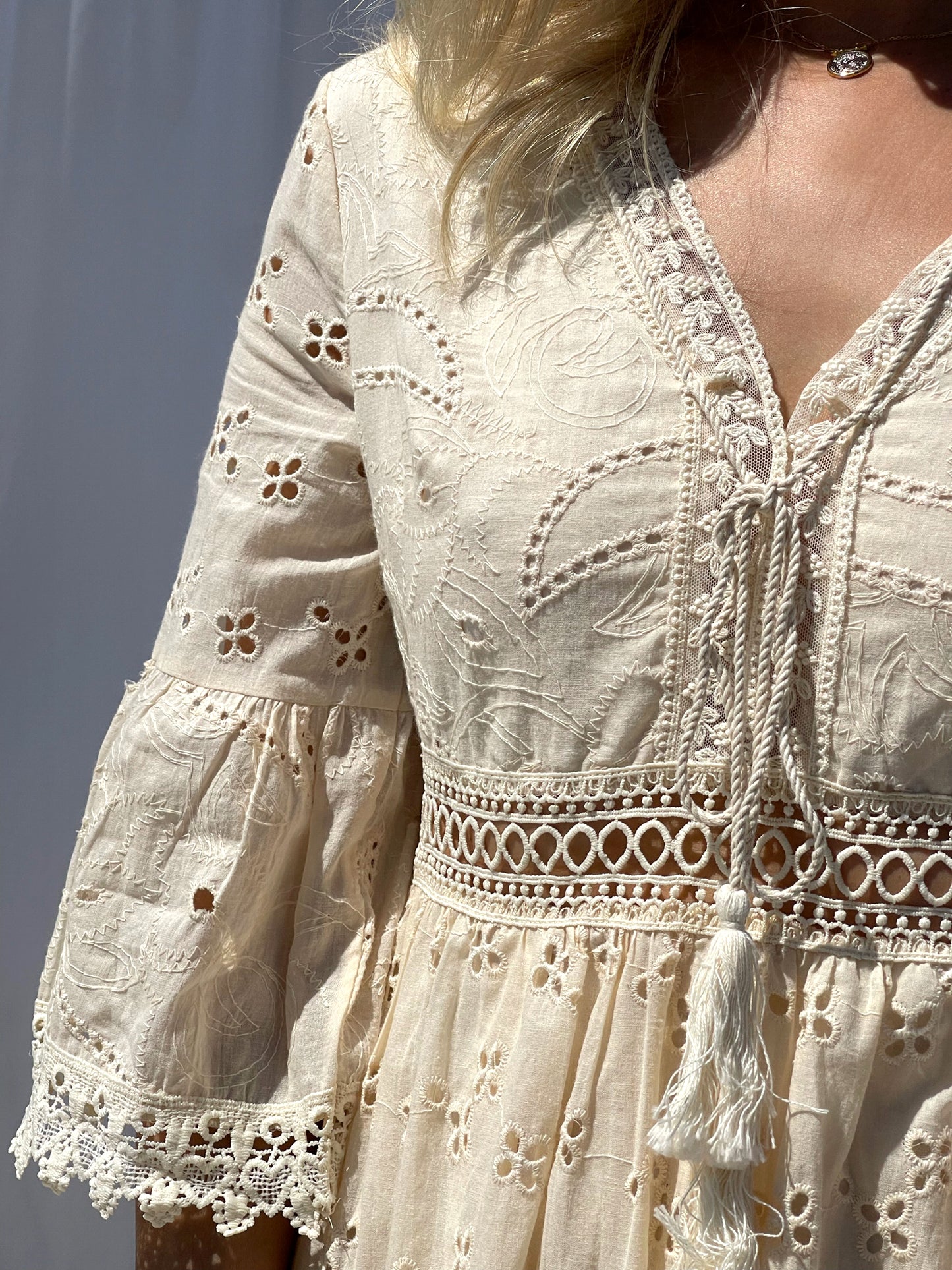 Emilia crochet and eyelet dress