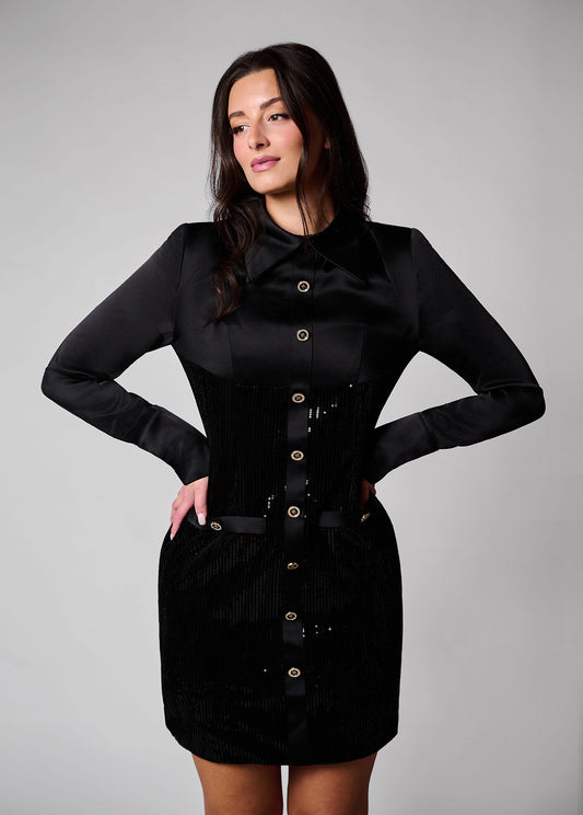 Colette mini sequin and satin dress