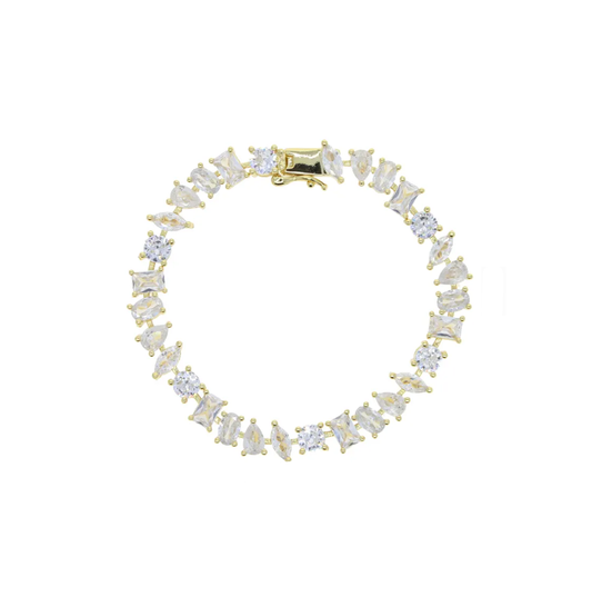 Bracelets cubic zirconia bezel charm link chain Katherine Karambelas
