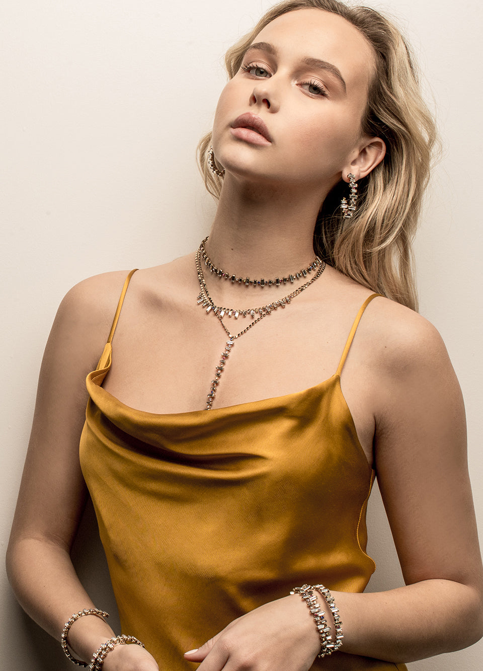 Gaia Swarovski crystal lariat necklace